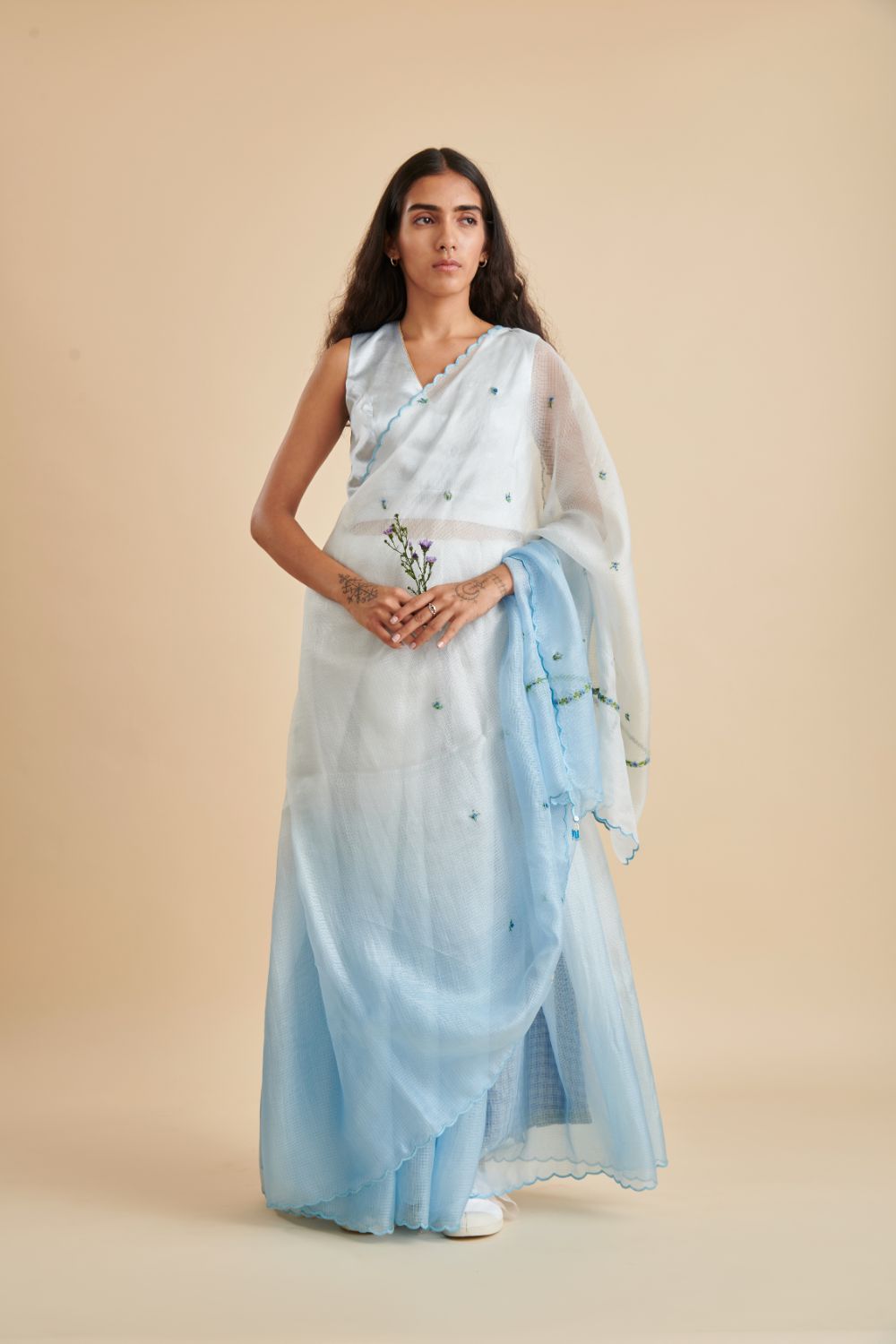 Blue Bell Kota Silk Embroidered Sari