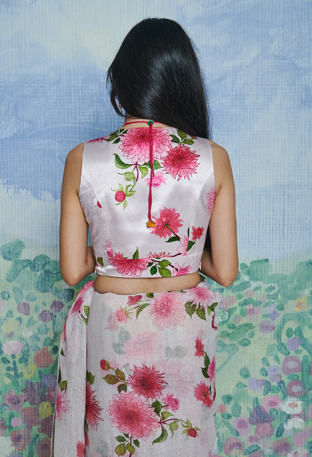 V Neck Satin Blouse, Sleeveless Pink Dahlia