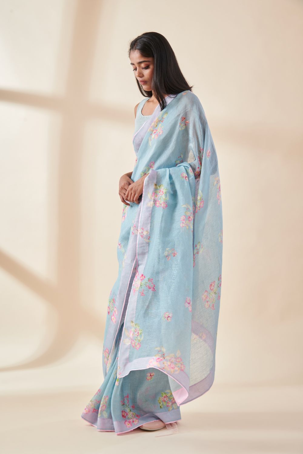 Petunia Linen Silk Sari