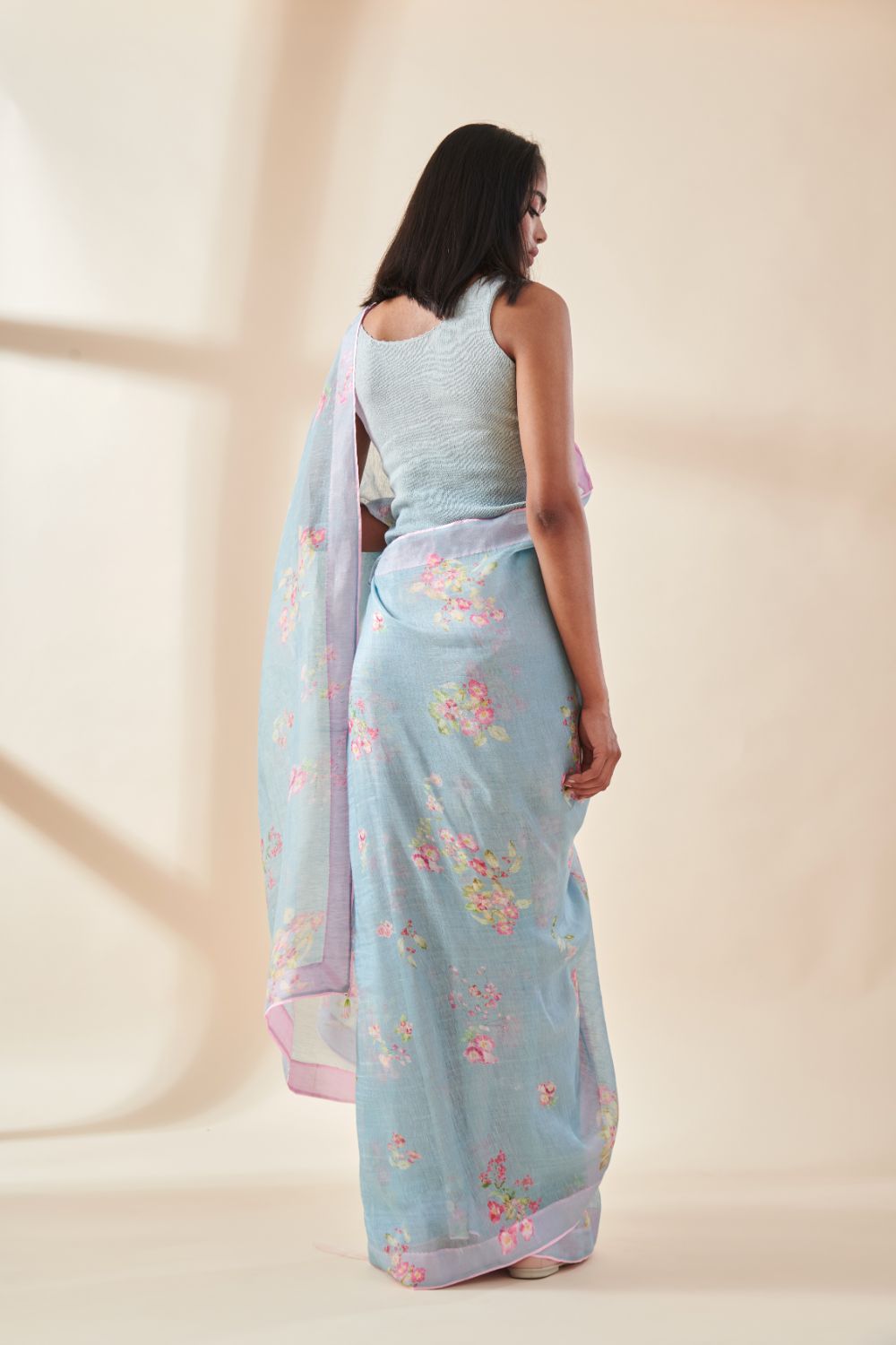 Petunia Linen Silk Sari