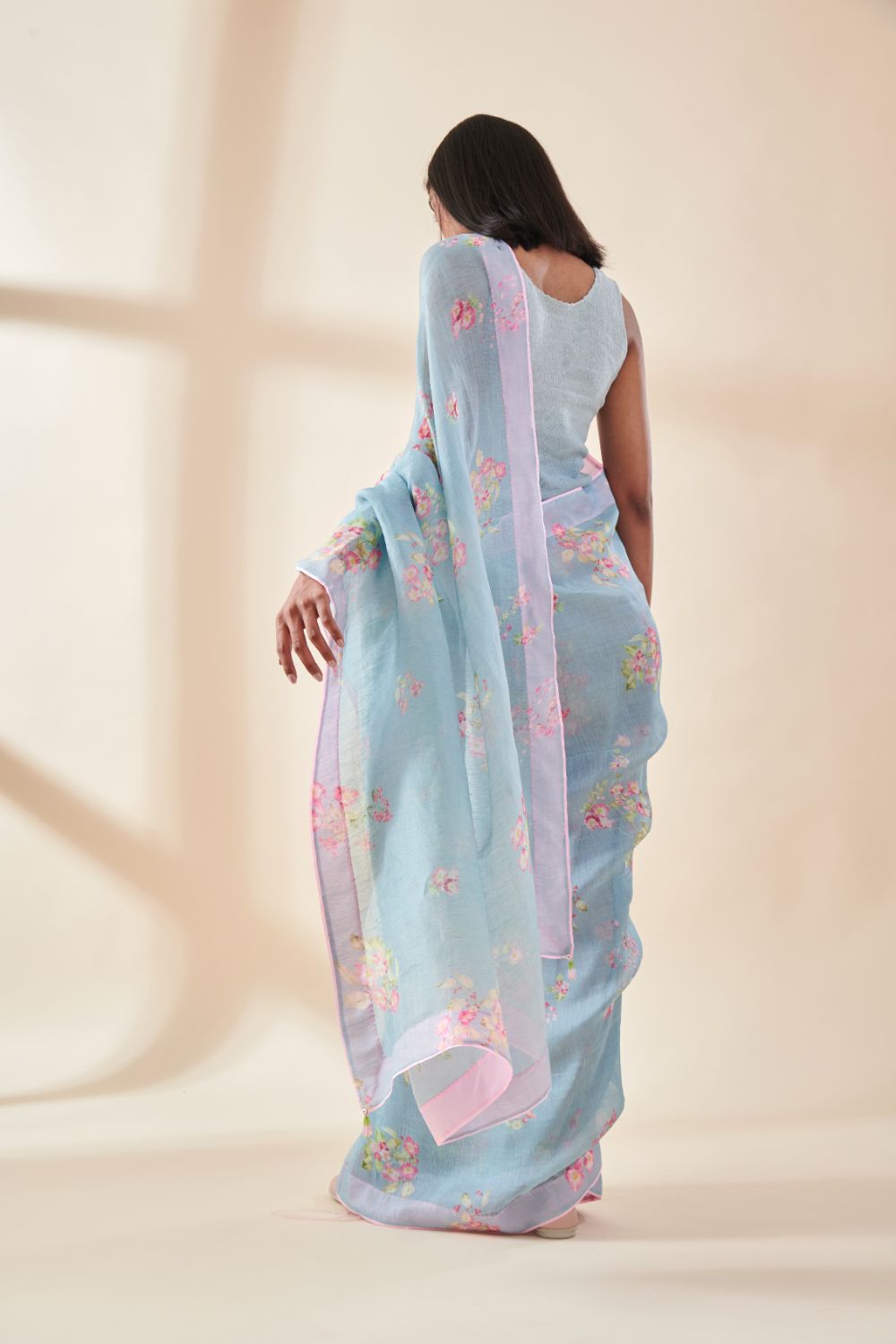 Petunia Linen Silk Sari