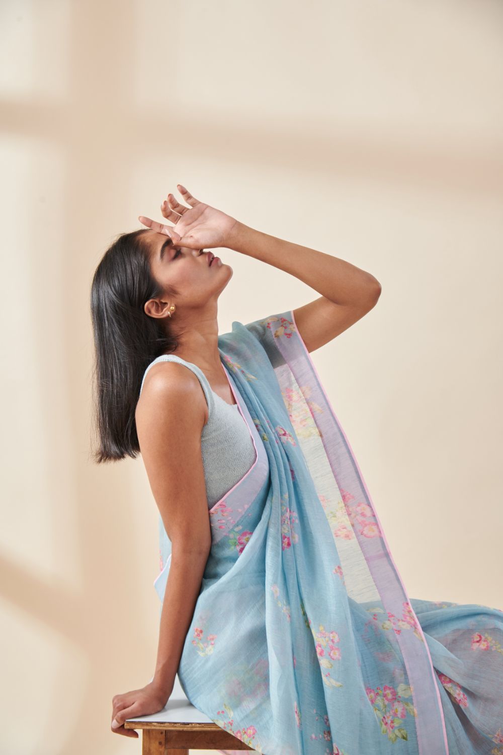 Petunia Linen Silk Sari