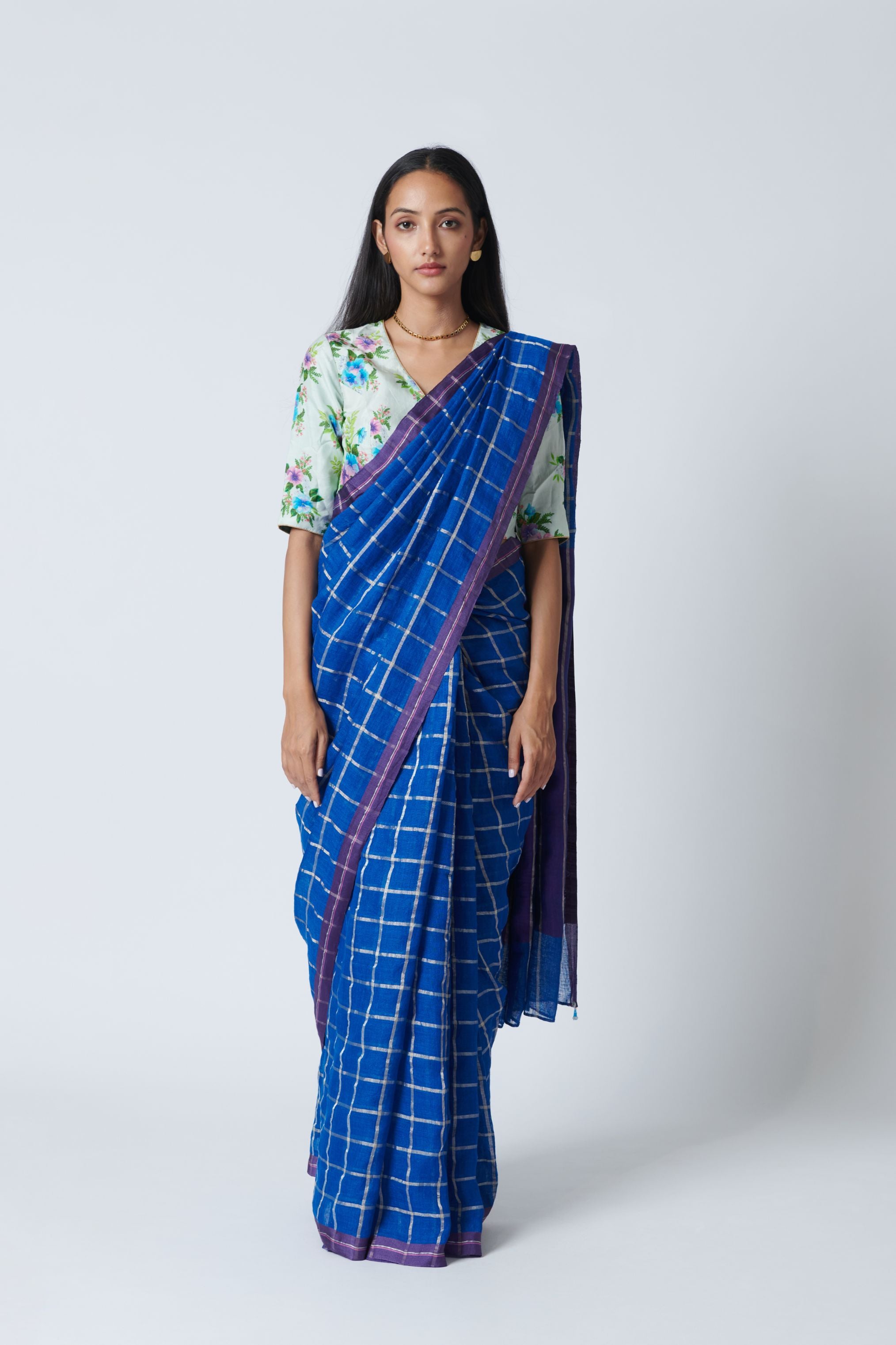 Lapis Blue Linen Sari