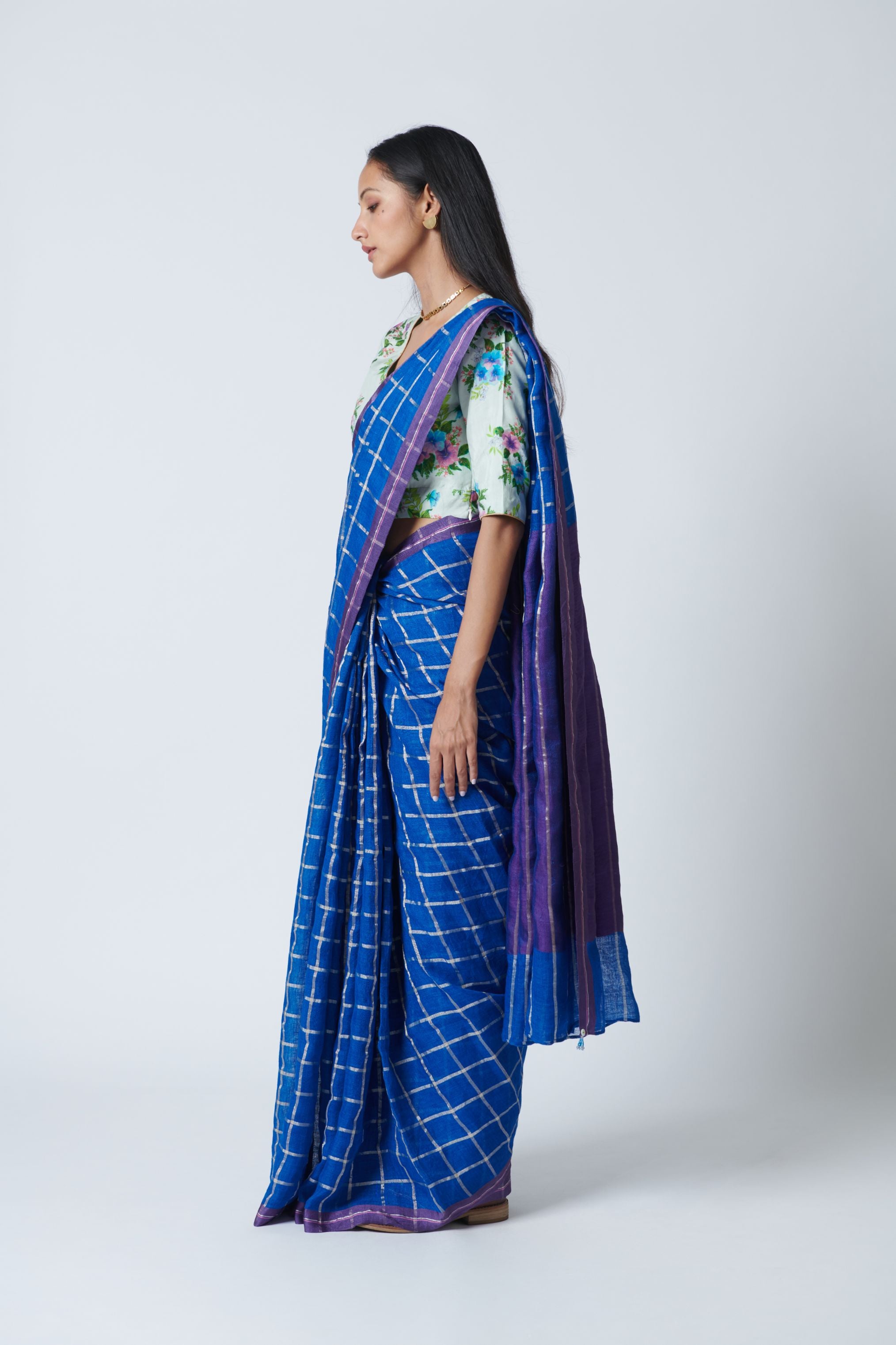 Lapis Blue Linen Sari