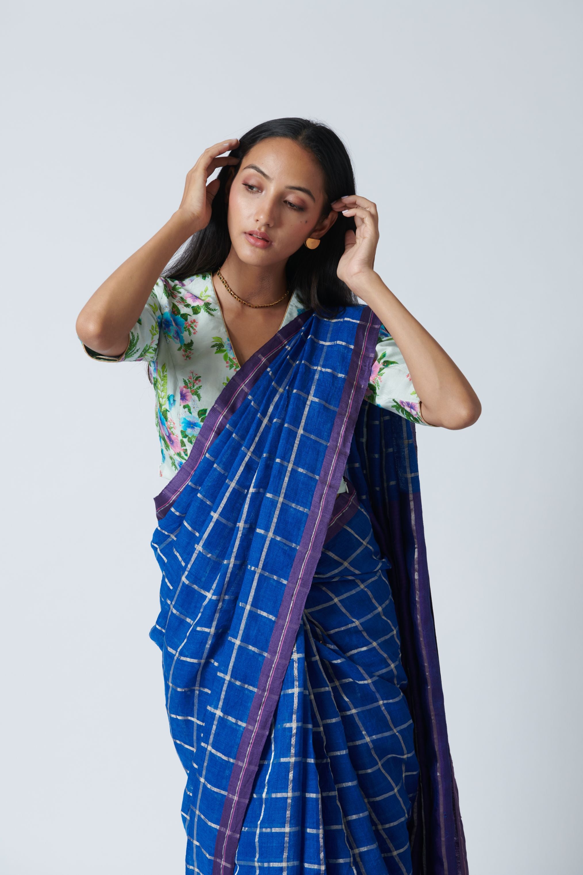 Lapis Blue Linen Sari