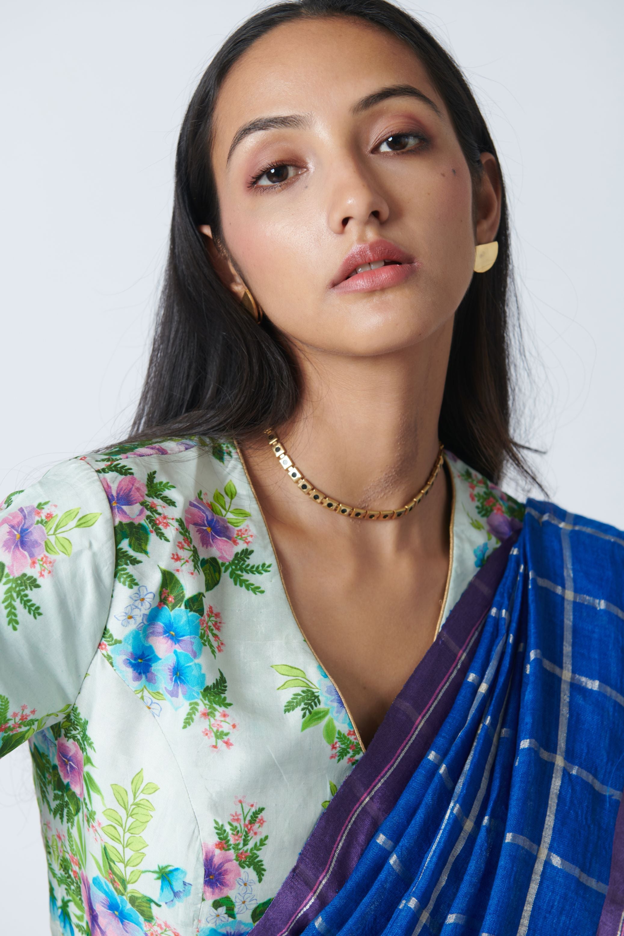 Lapis Blue Linen Sari