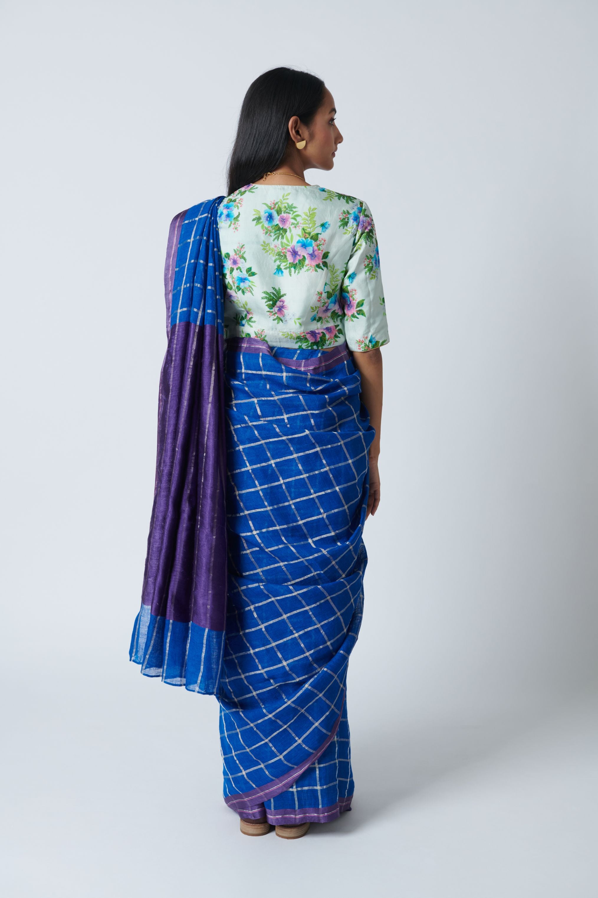 Lapis Blue Linen Sari
