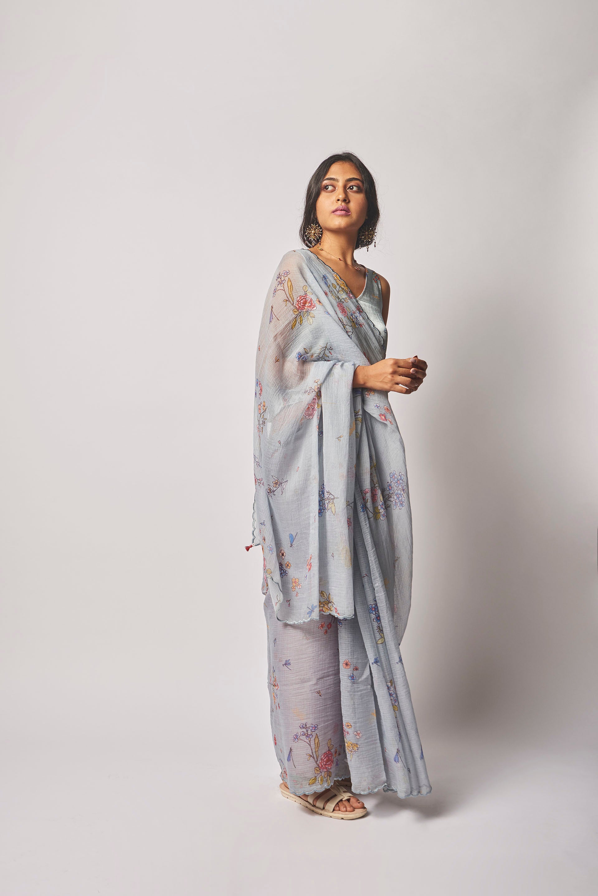 Scalloped edge Kota Silk Sari