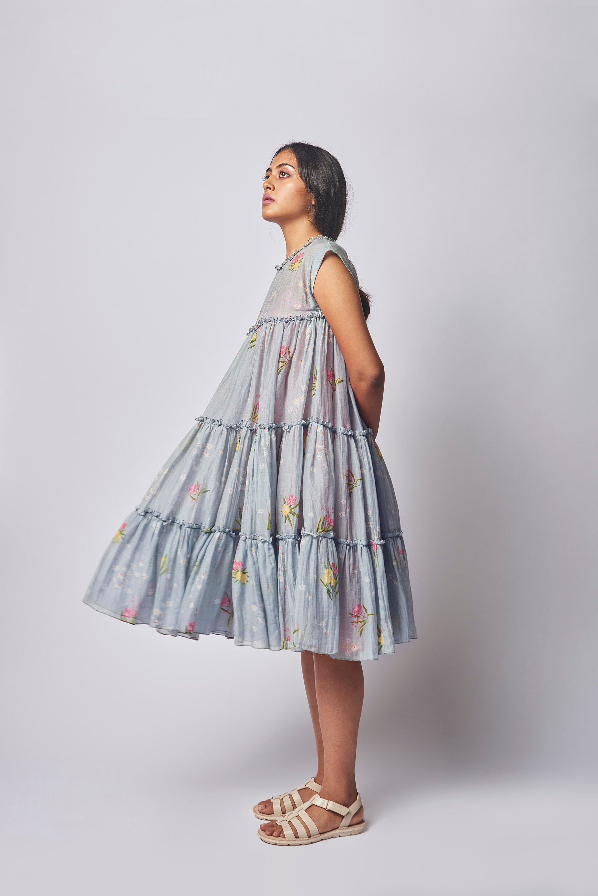 Pale Blue Silk and Cotton Dress