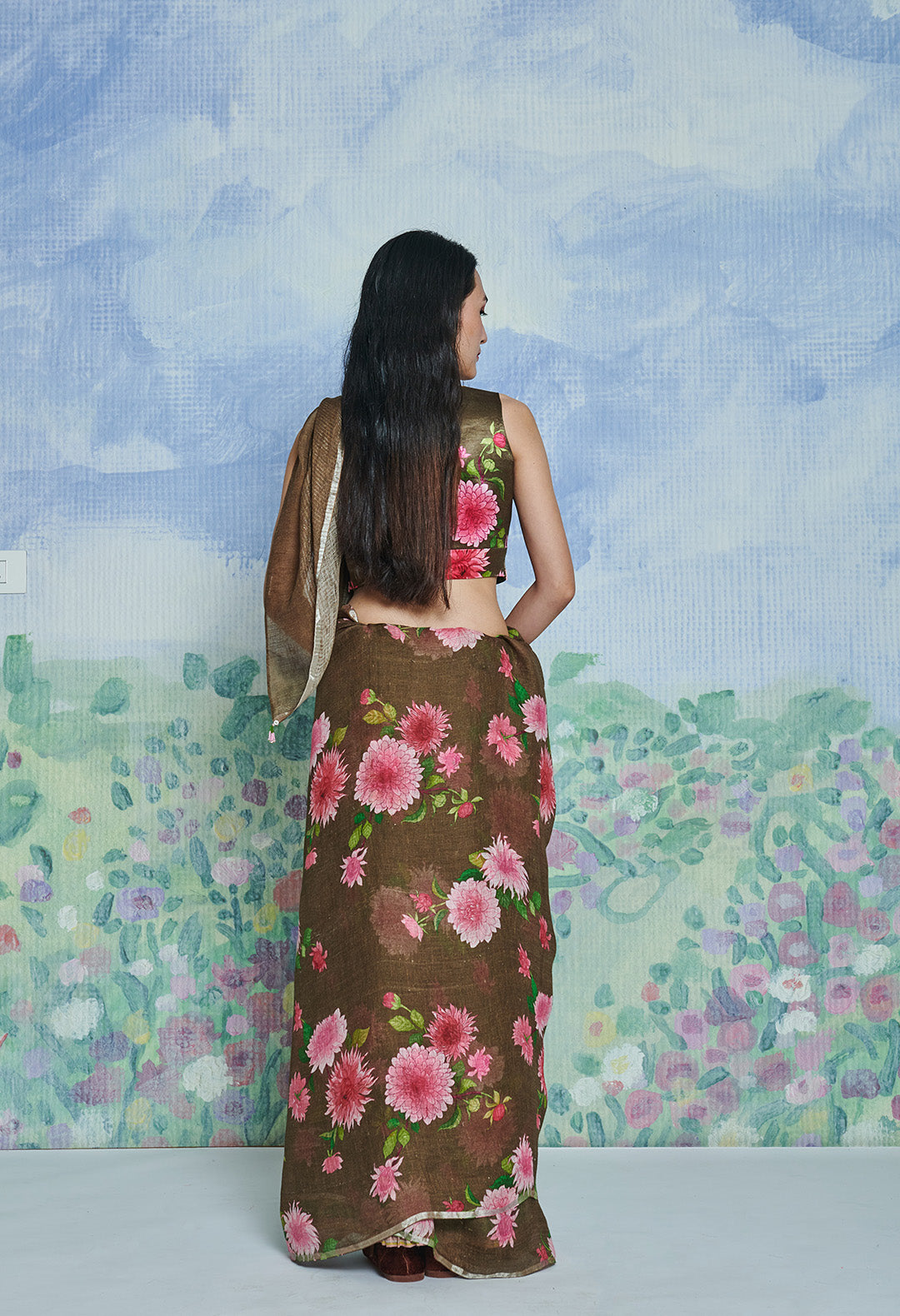 Silk Core Khaki Sari