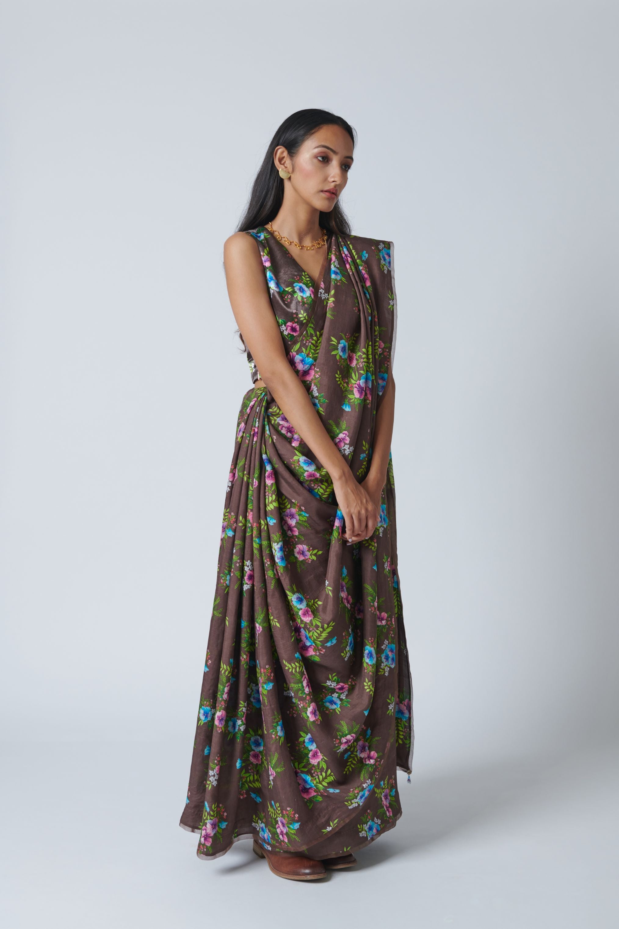 Pansy Mulberry Silk Sari