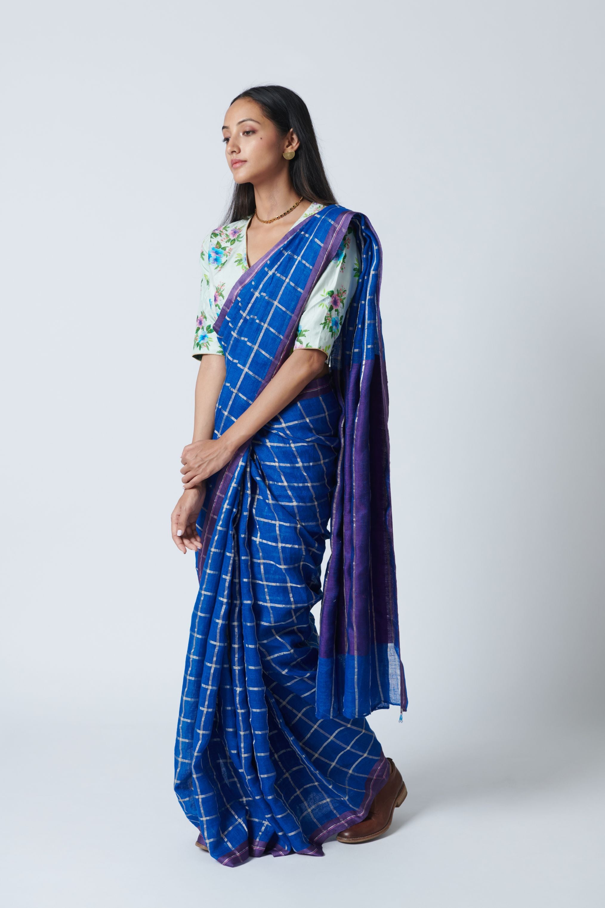 Lapis Blue Linen Sari
