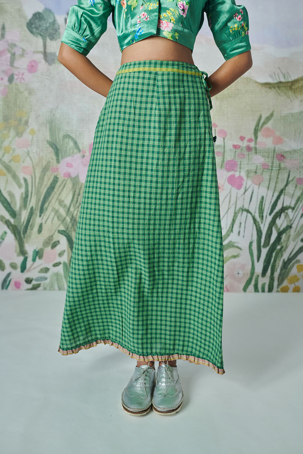 GREEN CHECK Cotton Underskirt
