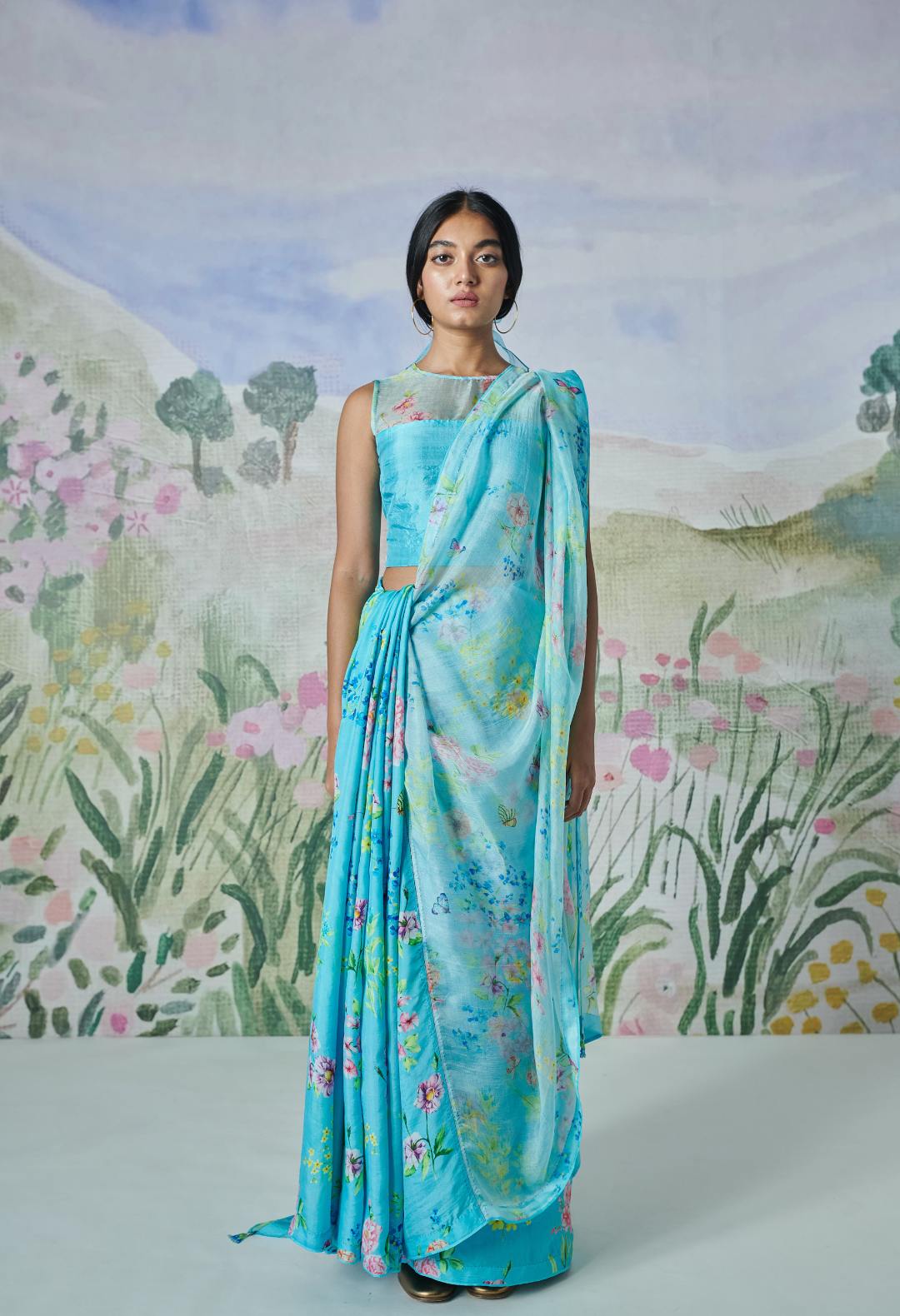 Valley Of Flowers Silk Organza Sari