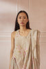 Bougainvillea Warm  Green Linen Sari