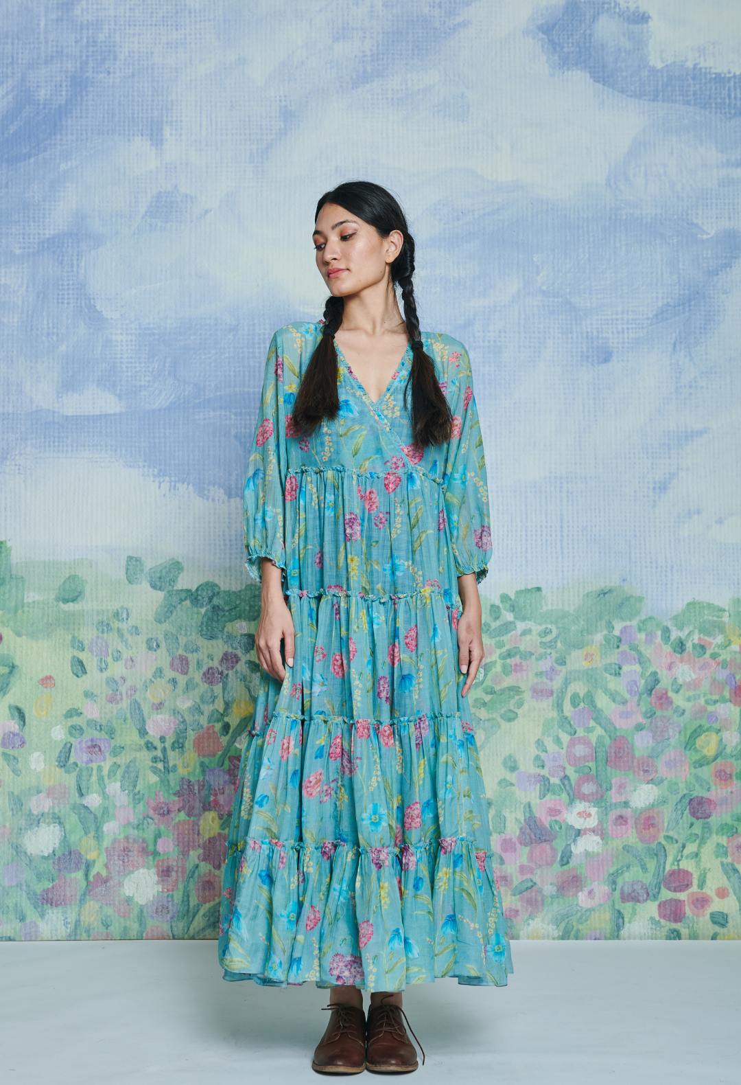 Blue Poppy Maxi Dress