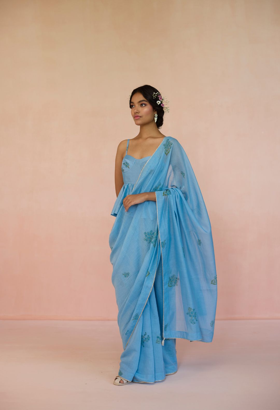 Neela Silk and Cotton Chanderi Sari