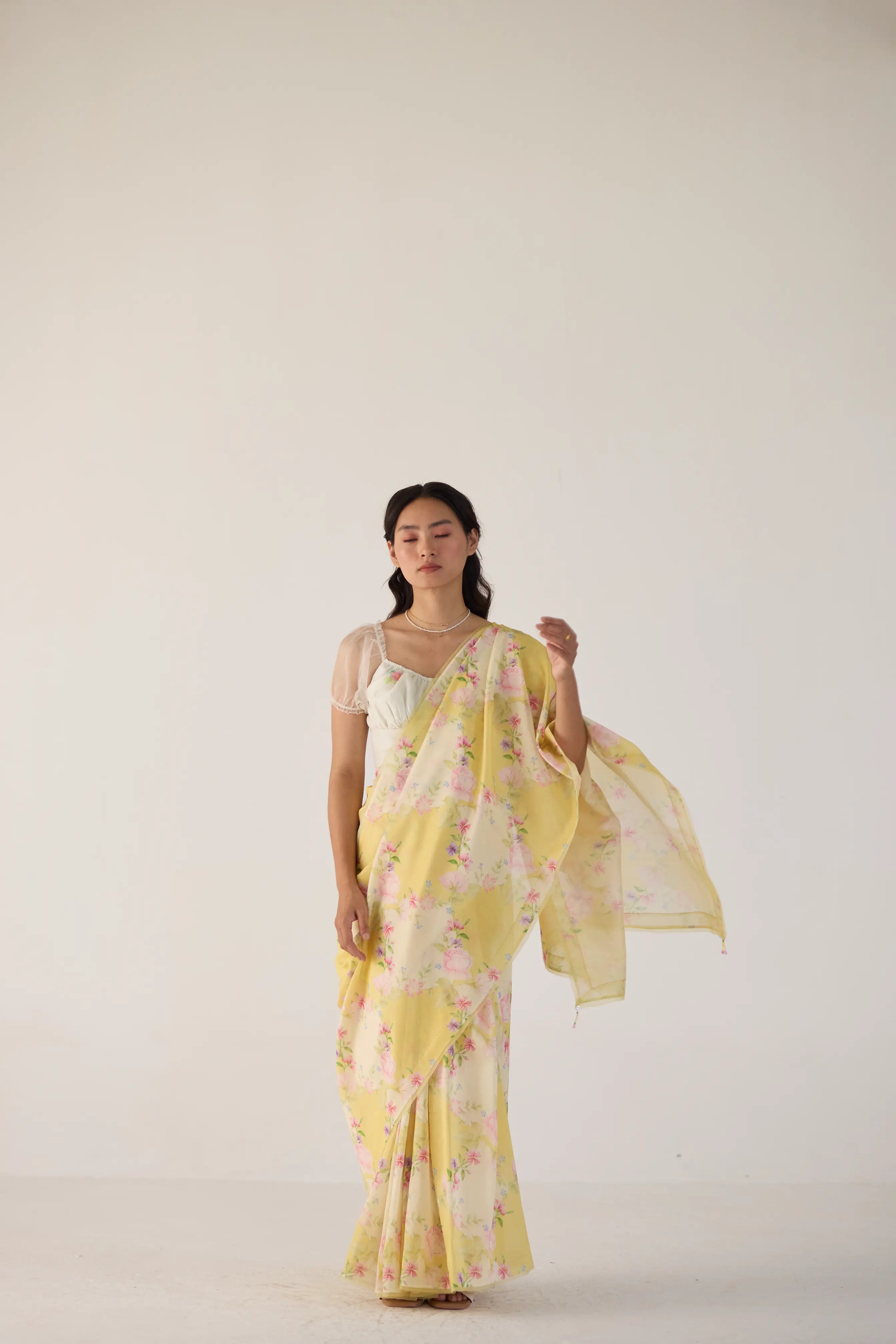 Rose Garden Silk and Cotton Chanderi Sari