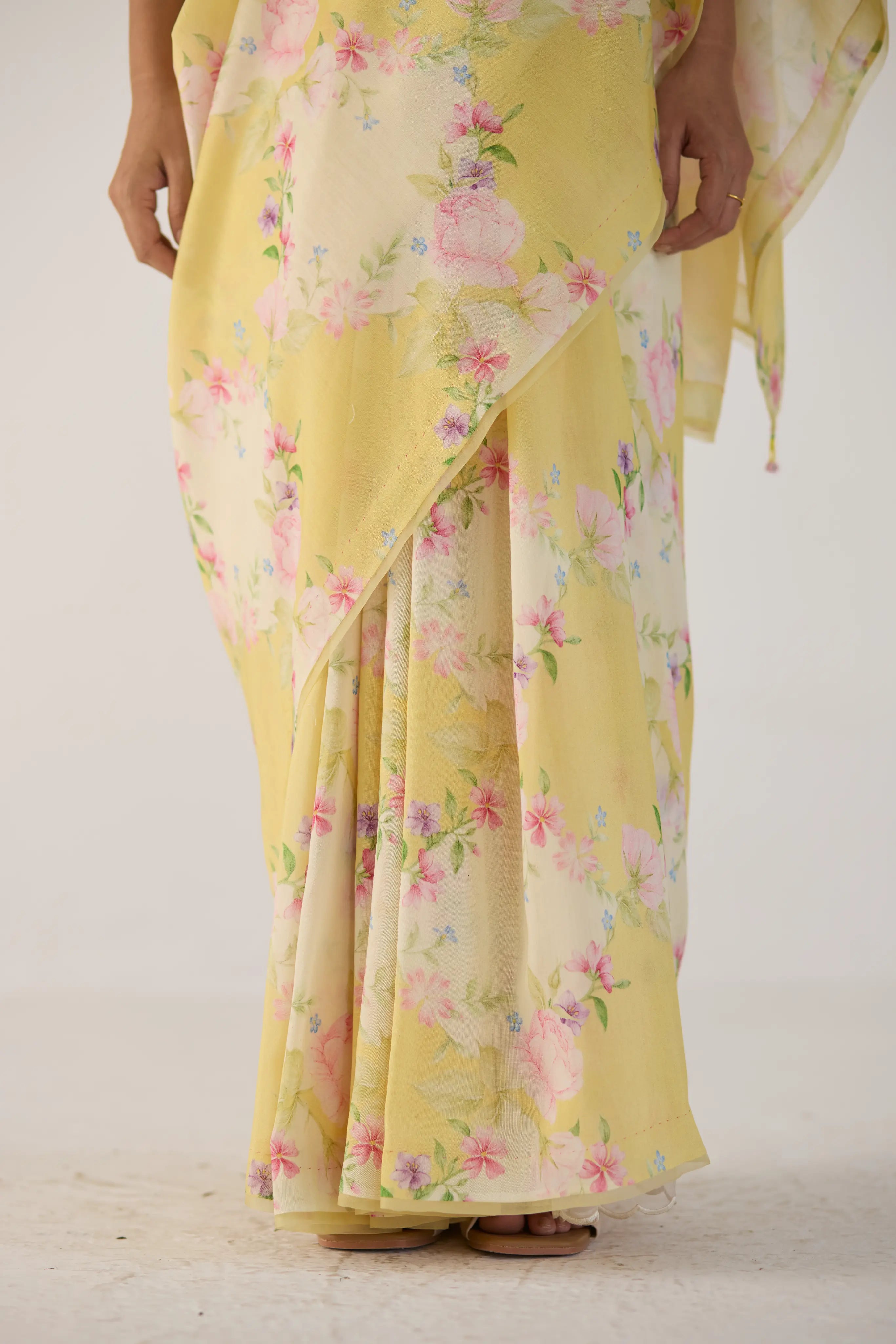 Rose Garden Silk and Cotton Chanderi Sari