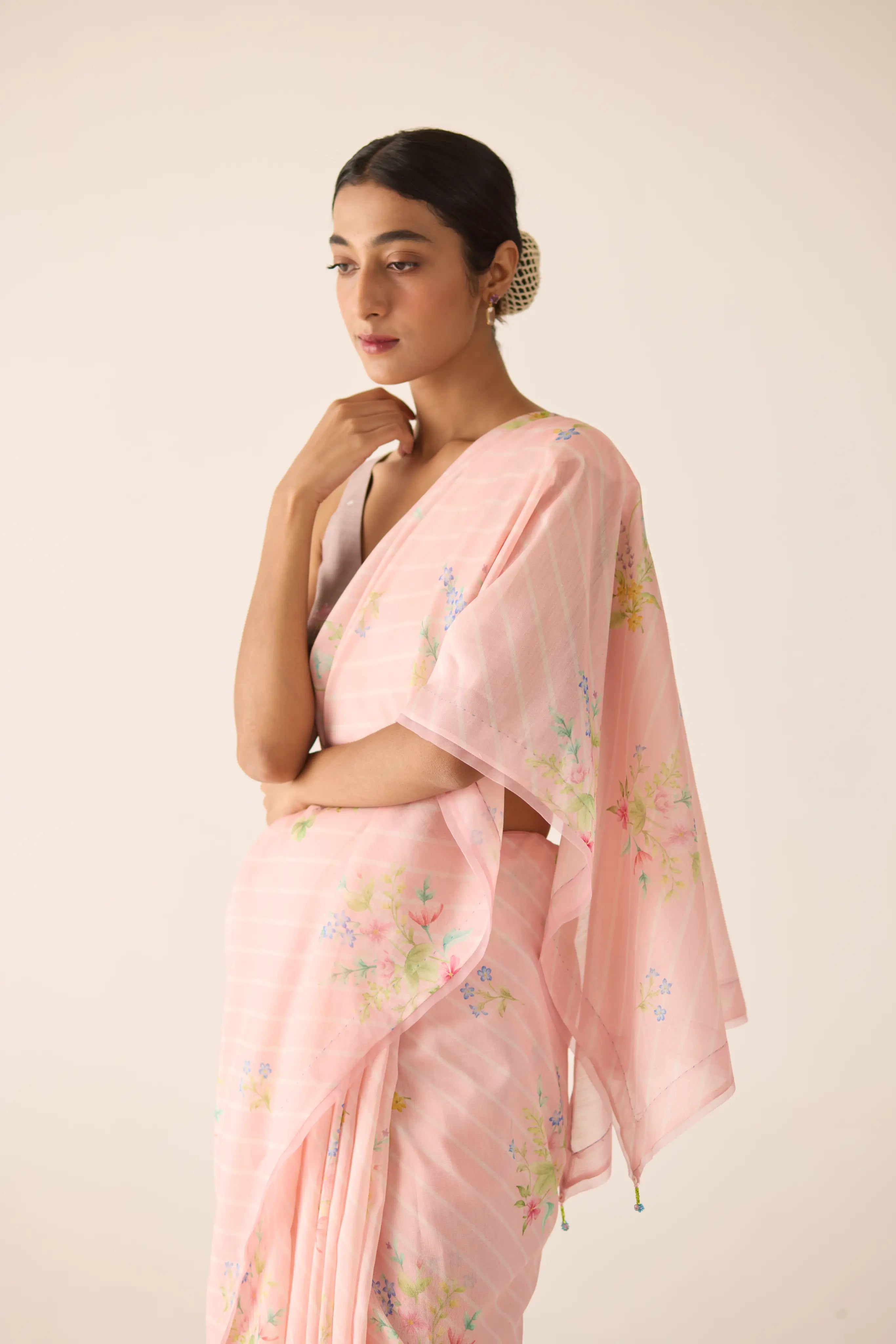 Wildflower Bunch Silk and Cotton Chanderi Sari