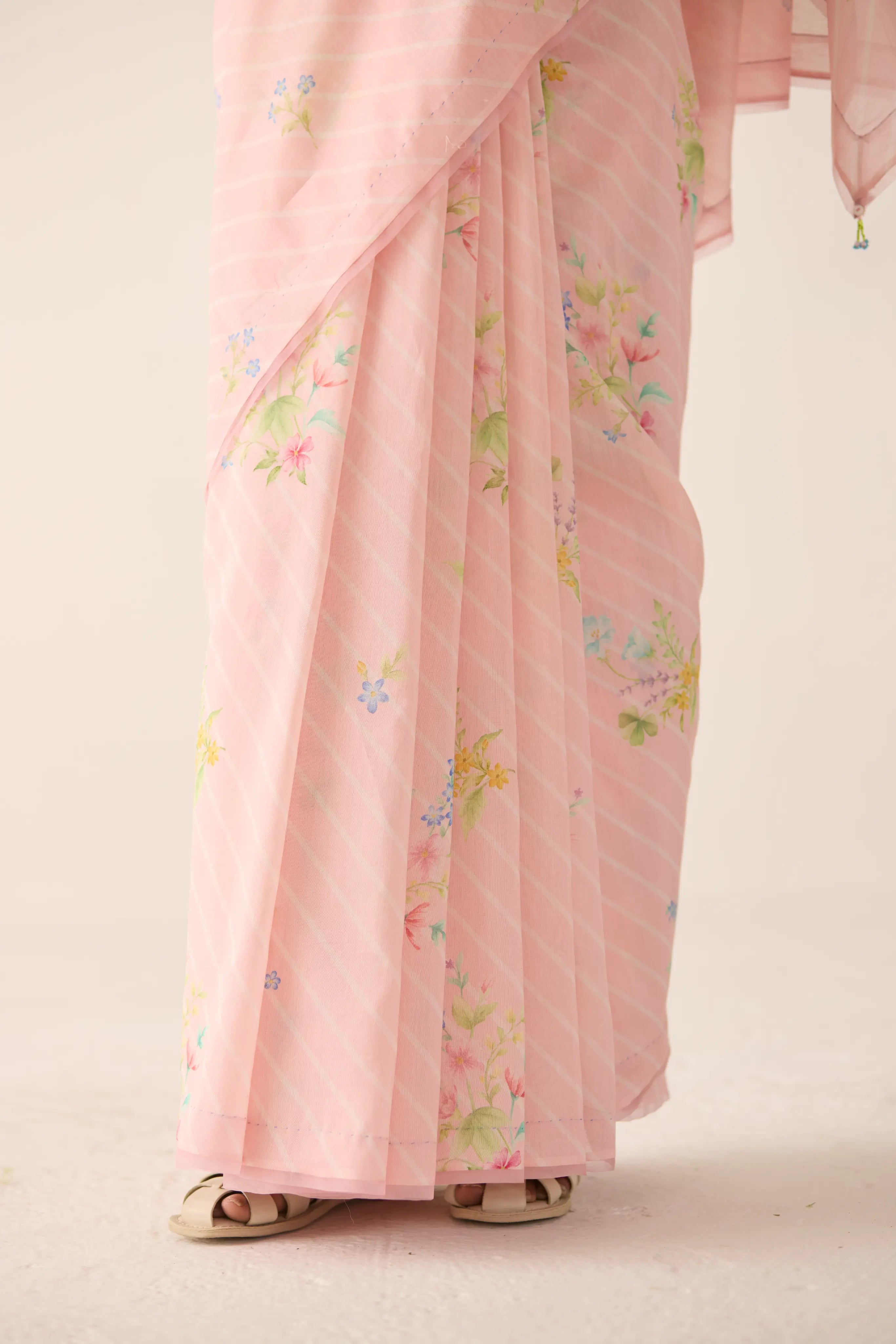 Wildflower Bunch Silk and Cotton Chanderi Sari