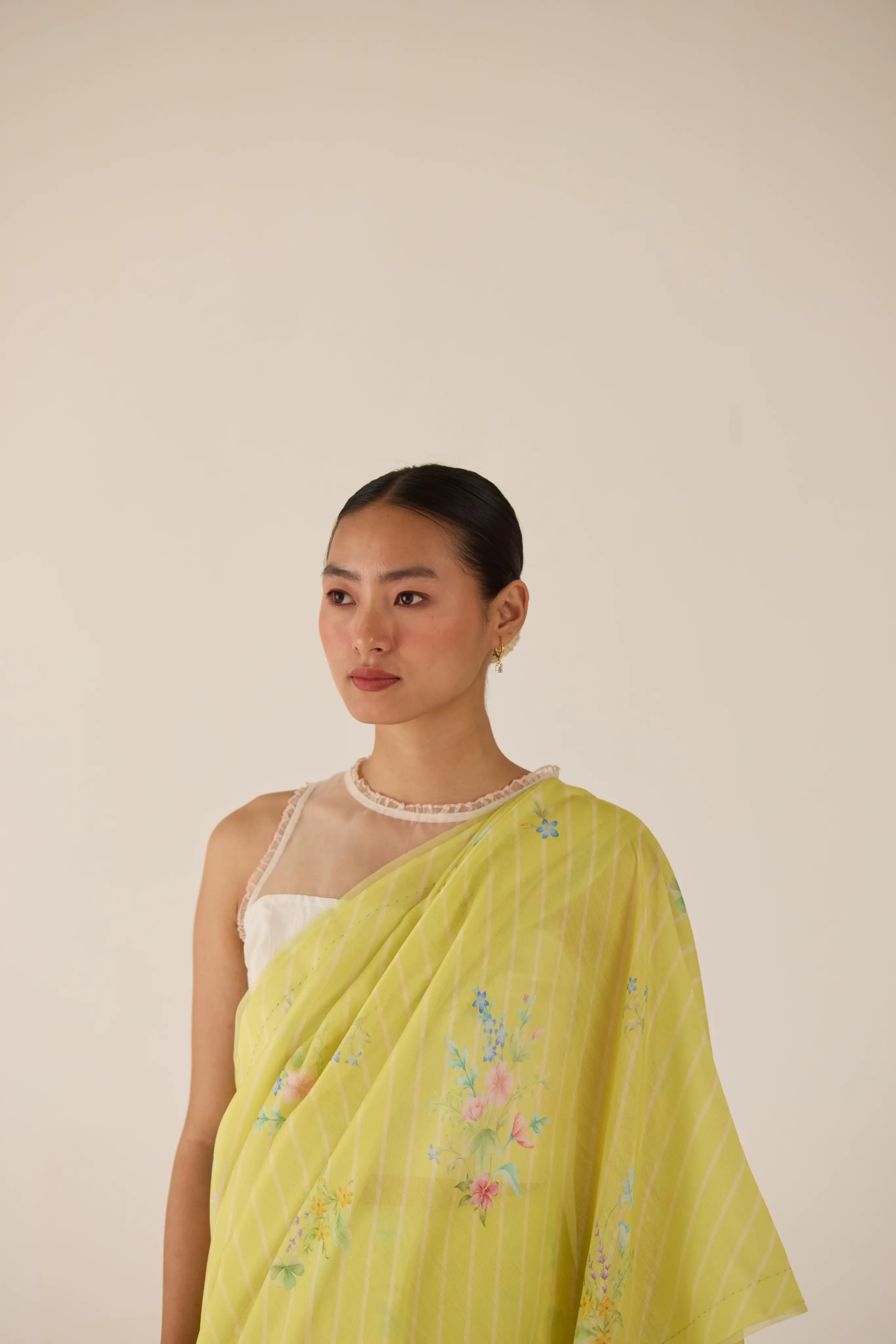 Wildflower Bunch Silk and Cotton Chanderi Sari