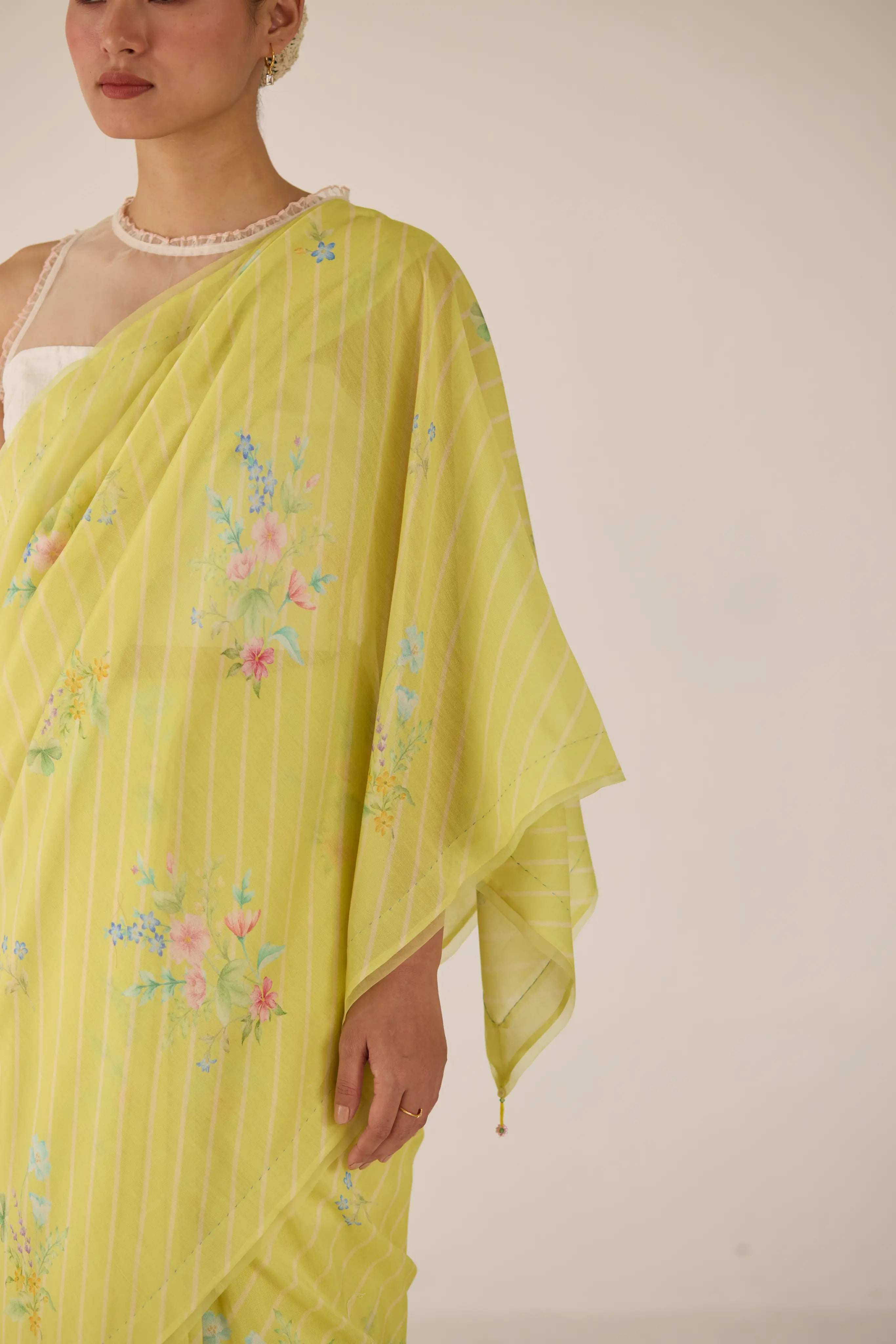 Wildflower Bunch Silk and Cotton Chanderi Sari