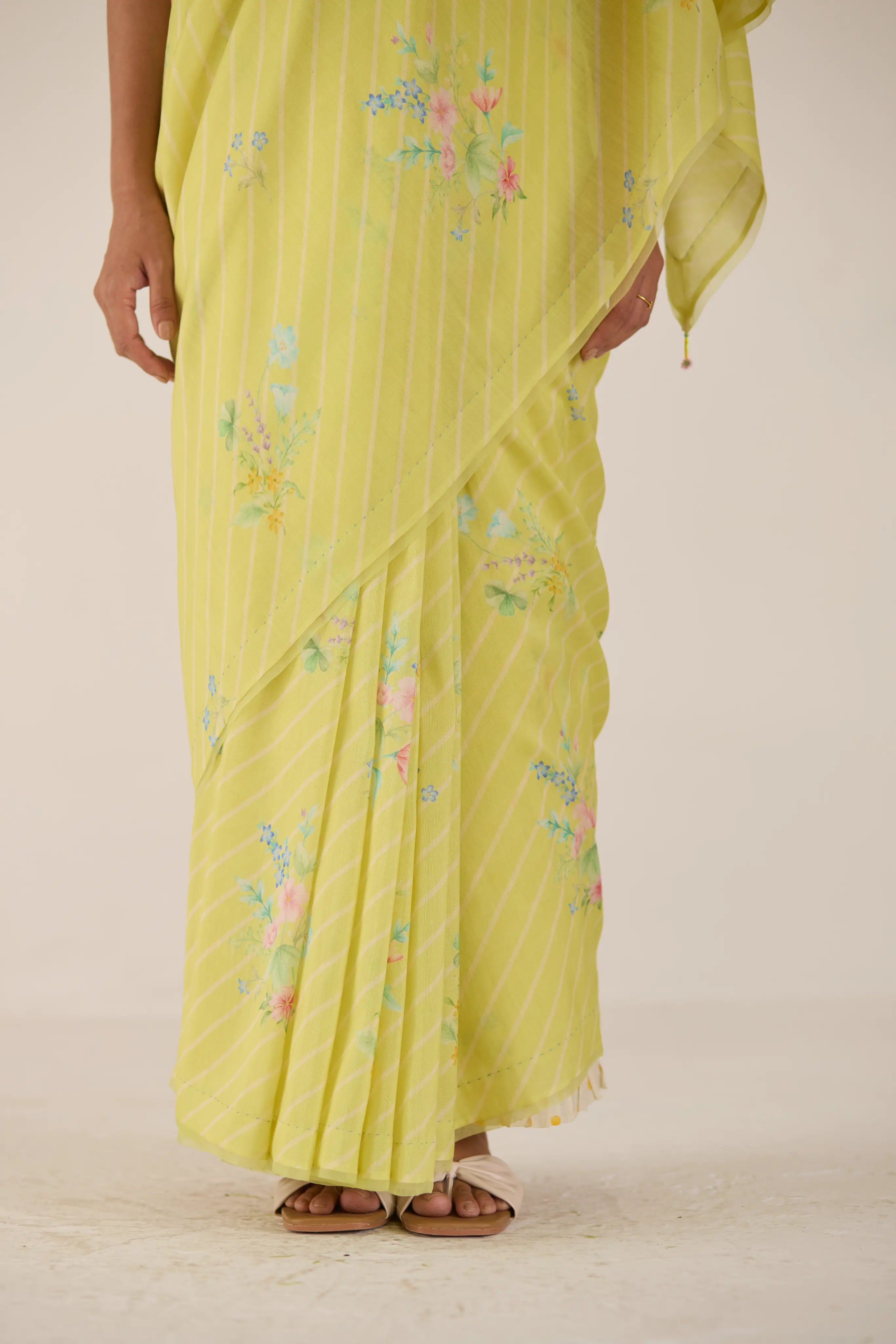 Wildflower Bunch Silk and Cotton Chanderi Sari