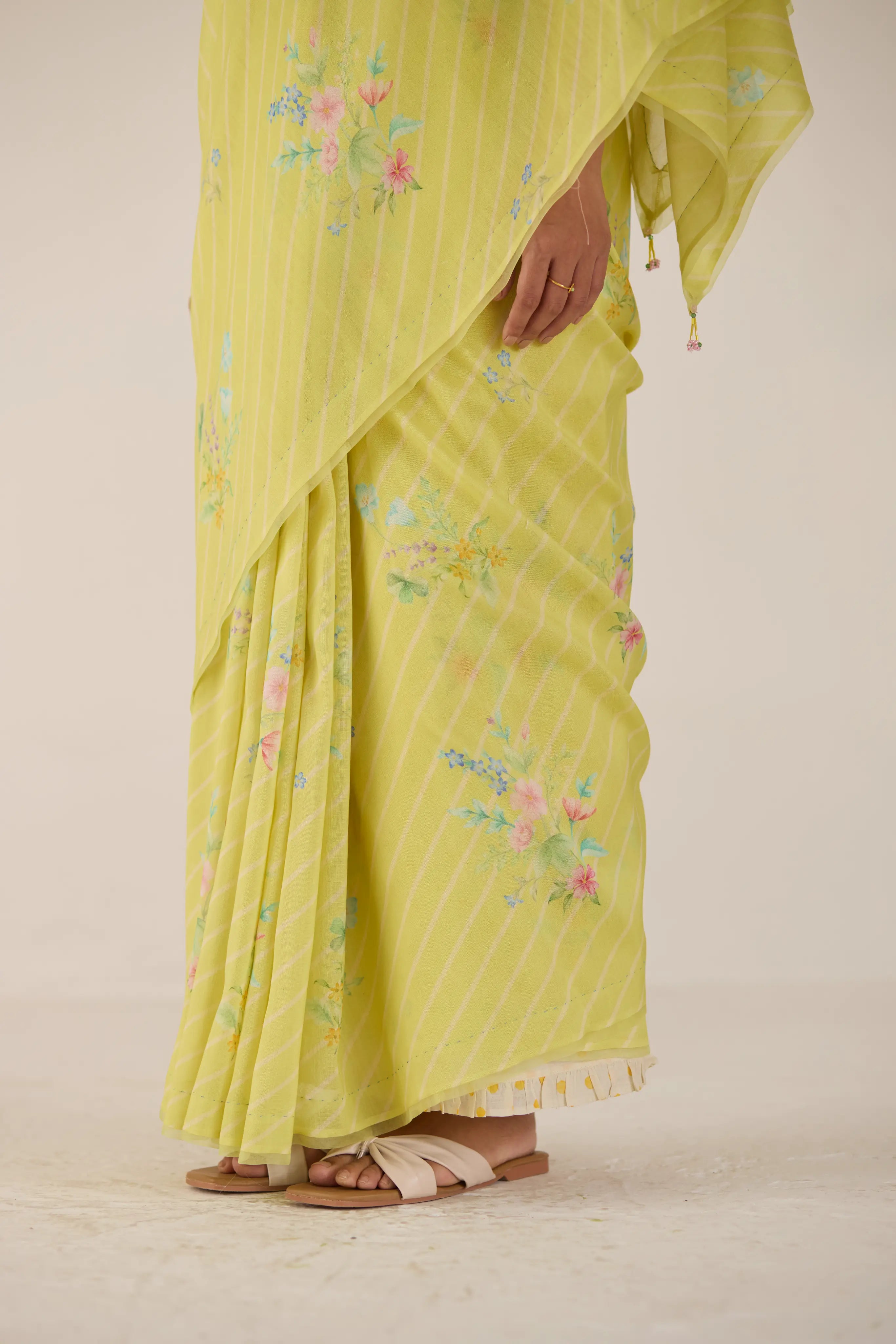 Wildflower Bunch Silk and Cotton Chanderi Sari