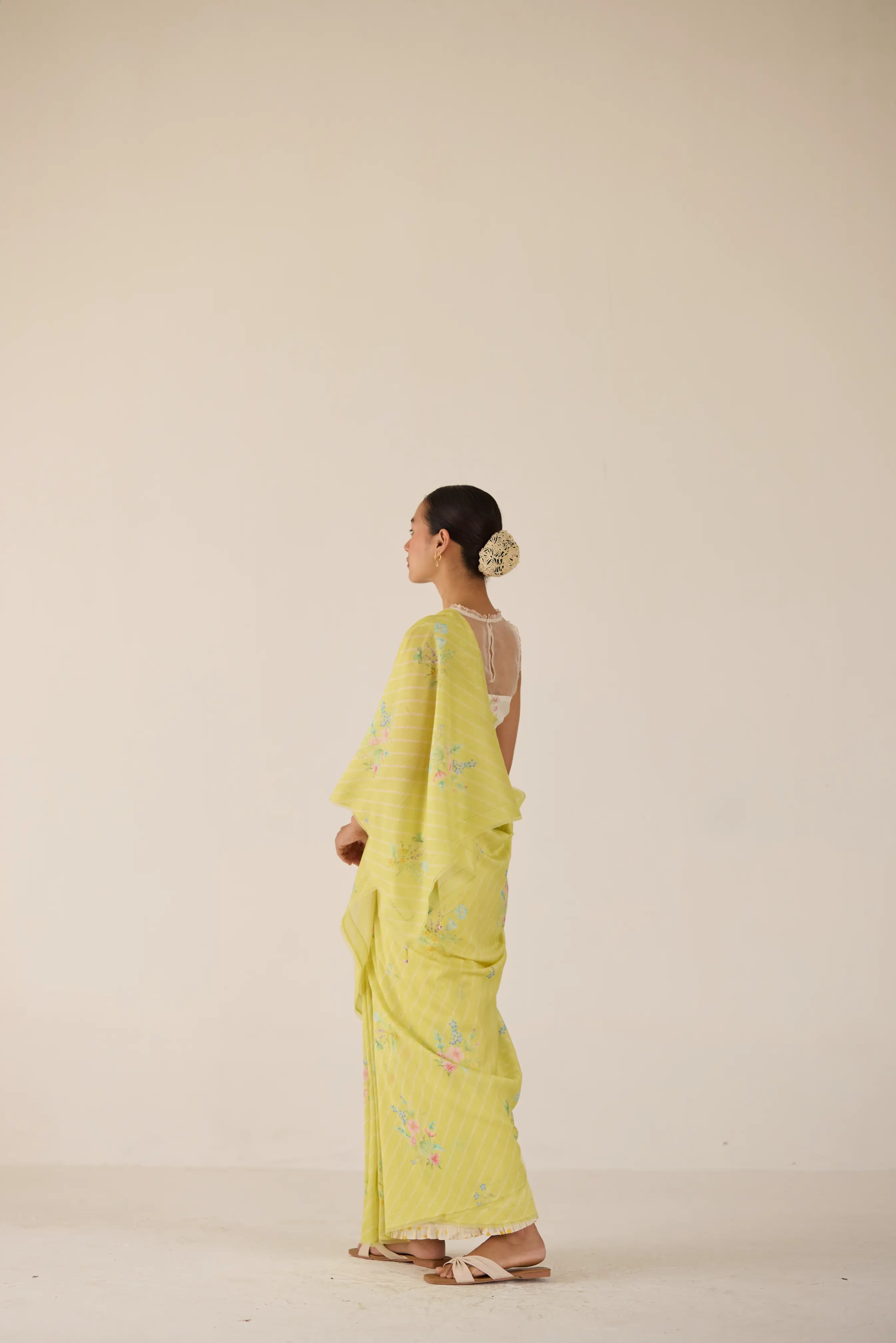 Wildflower Bunch Silk and Cotton Chanderi Sari