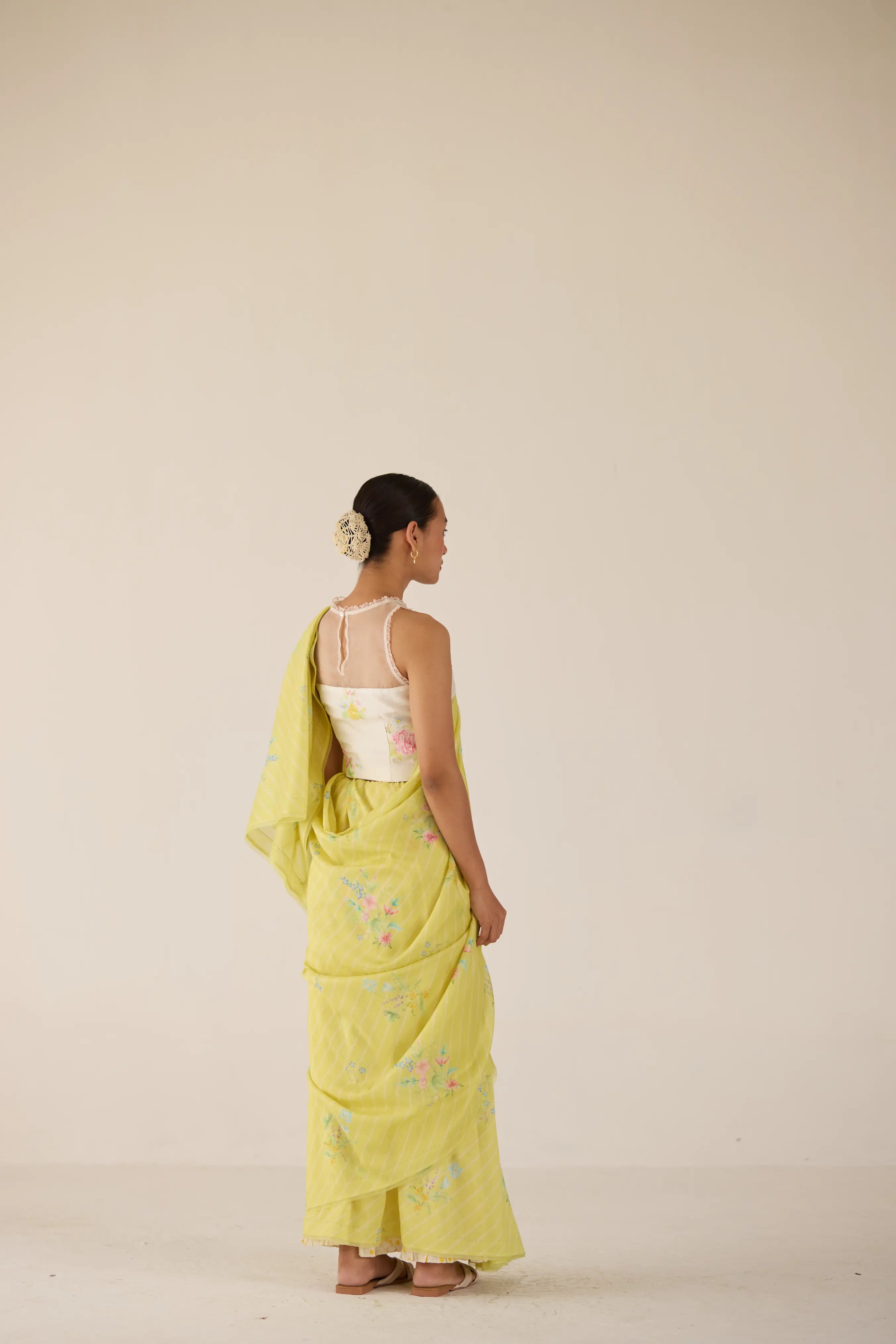 Wildflower Bunch Silk and Cotton Chanderi Sari