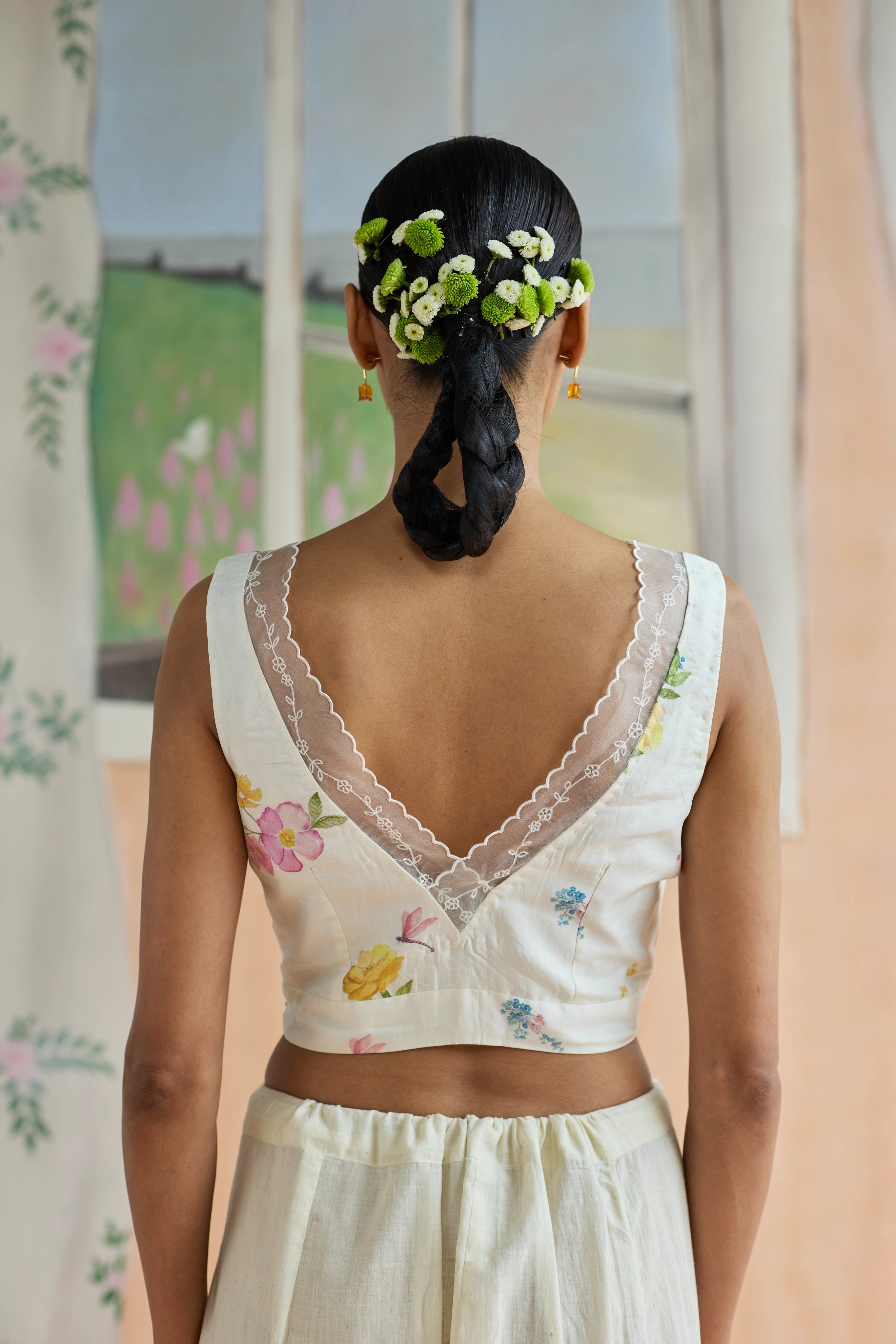 Forest Song V-neck Blouse without sleeves