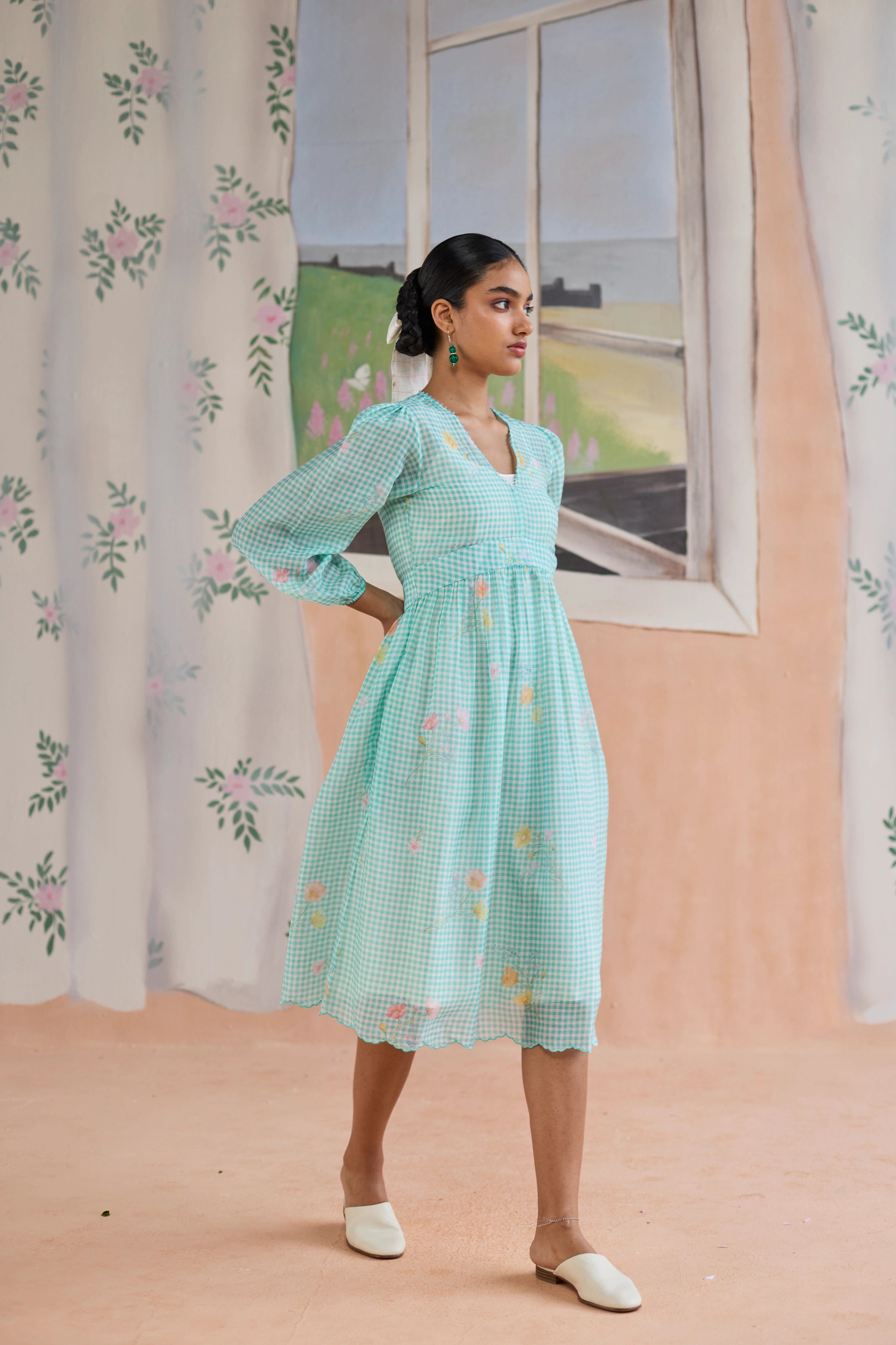 Gentle Pause Midi Dress Chanderi