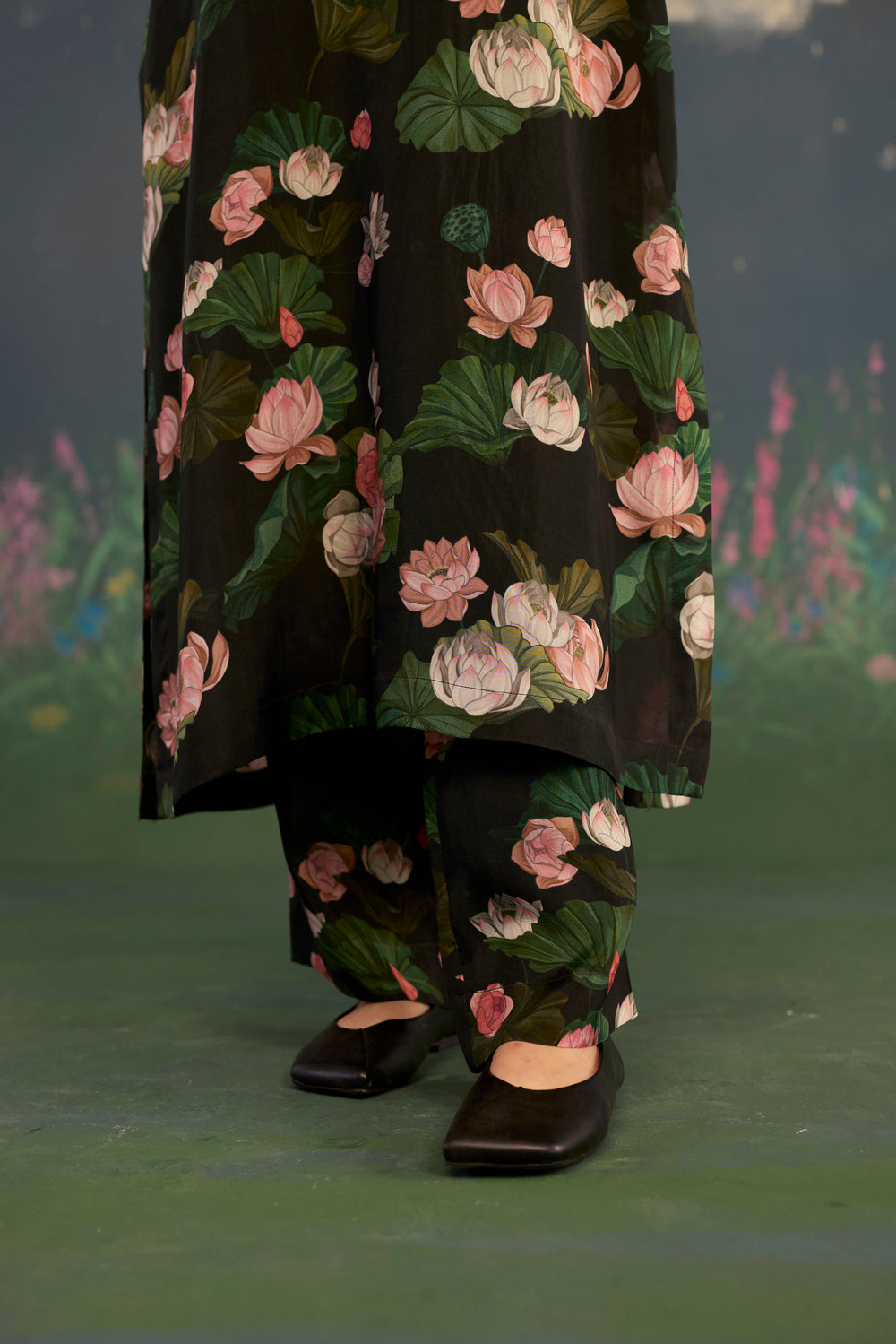 Lotus Citrus Long Kurta Set Bamboo Silk