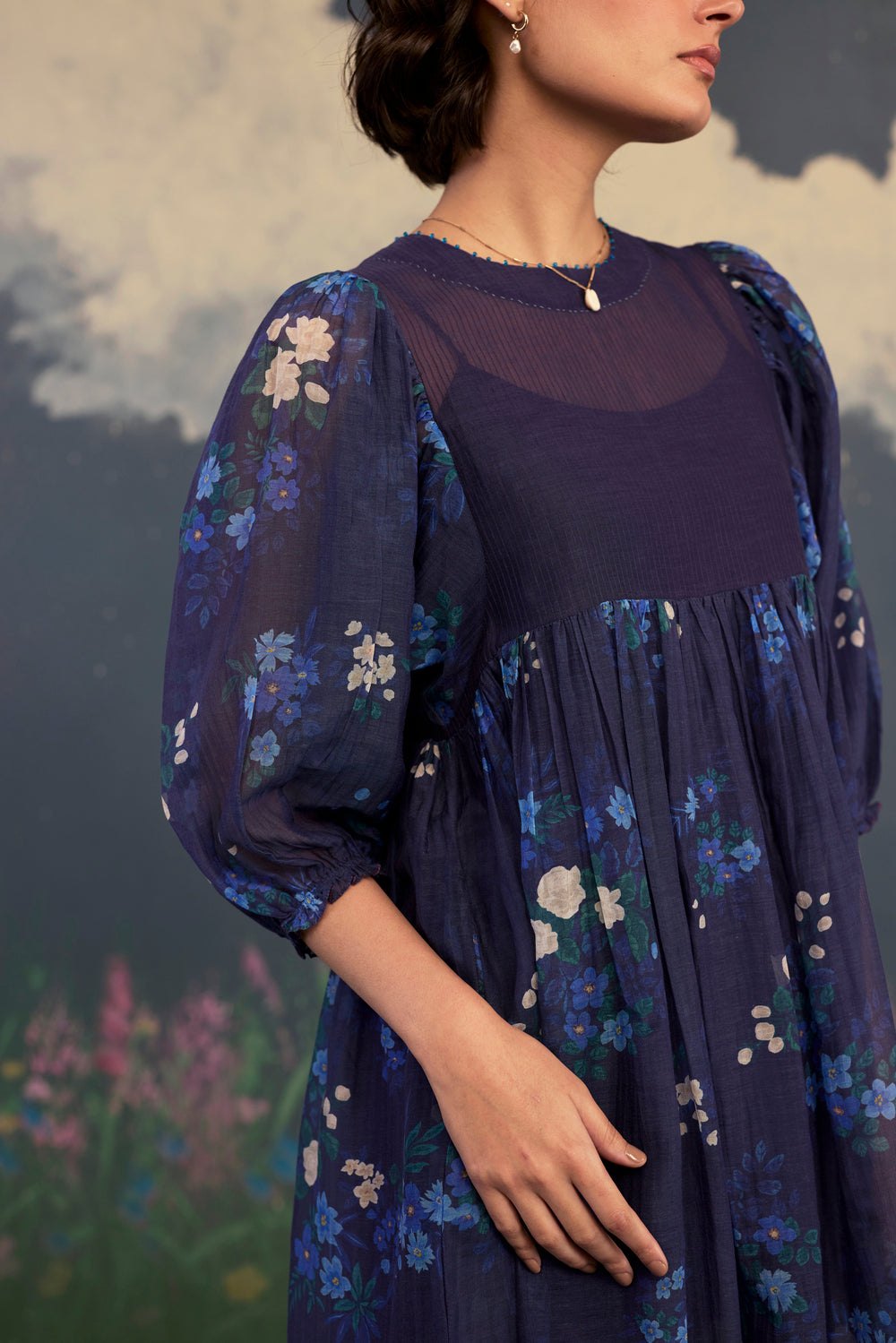 Blue Morning Glory Rose June Dress