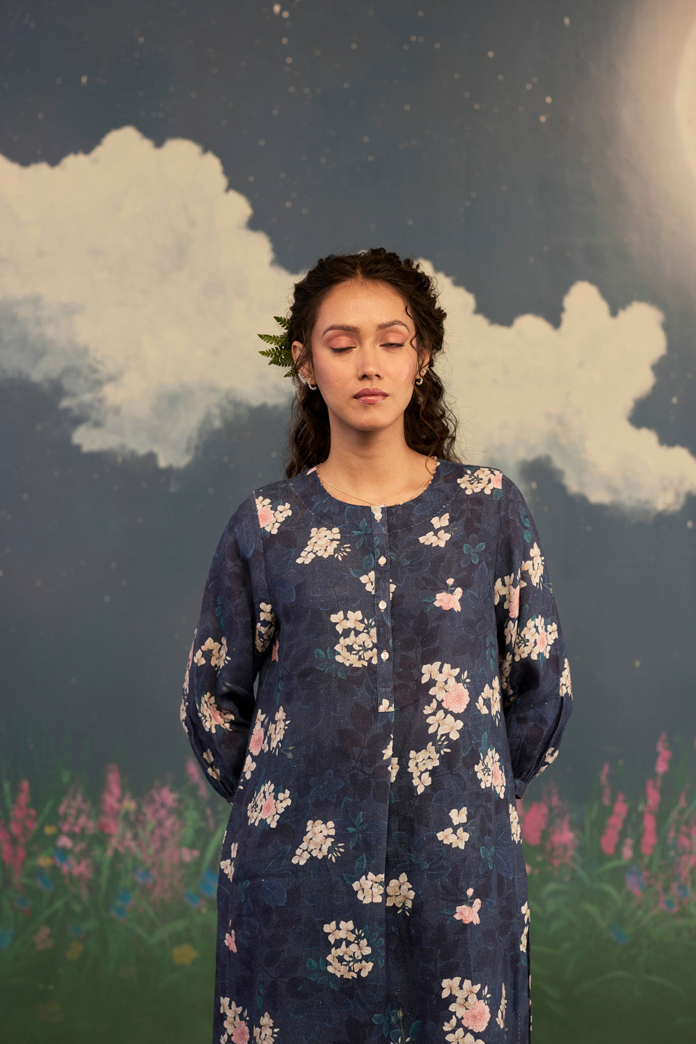 Moonlit Rose Sunbeam Long Kurta Set Linen