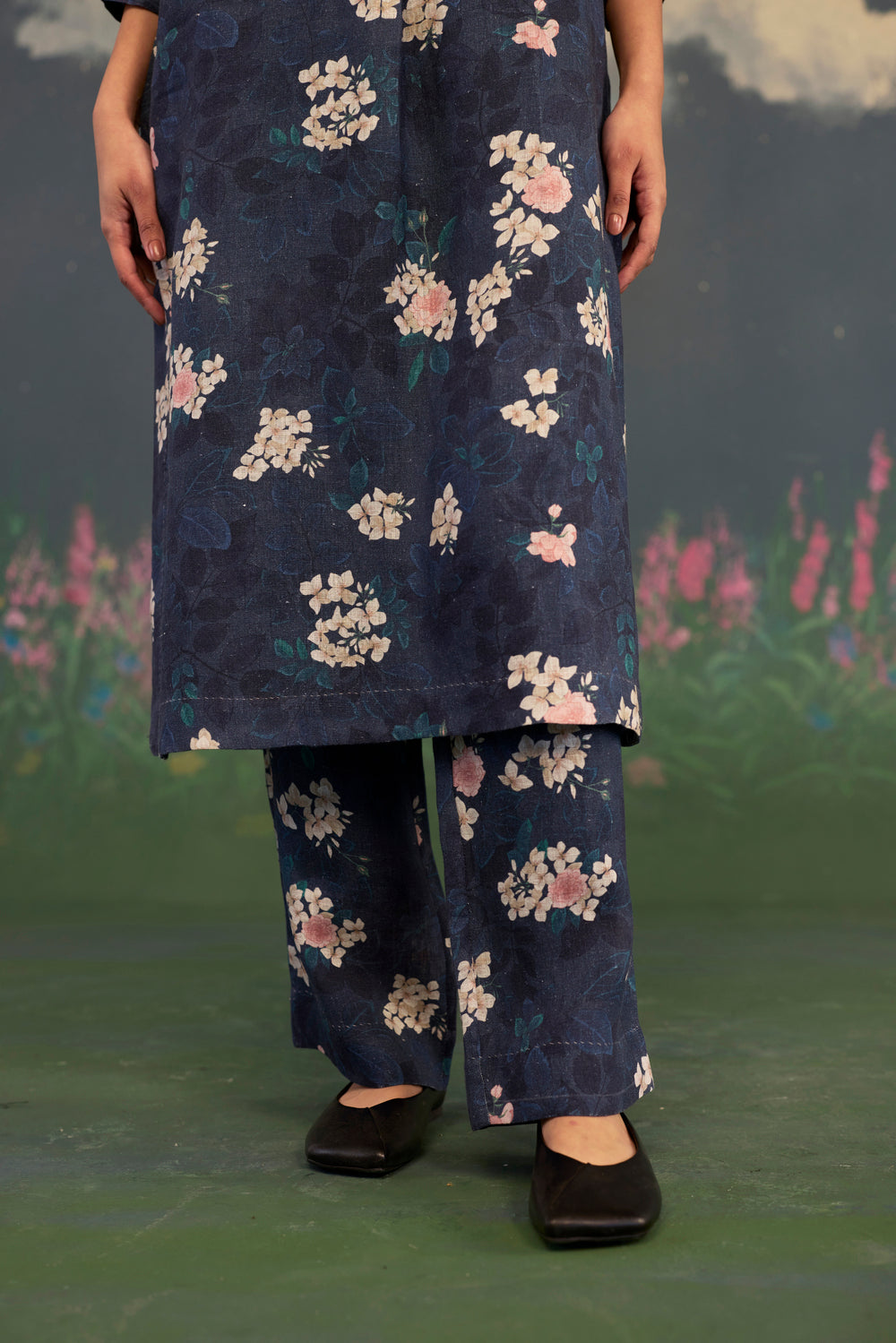 Moonlit Rose Sunbeam Long Kurta Set Linen