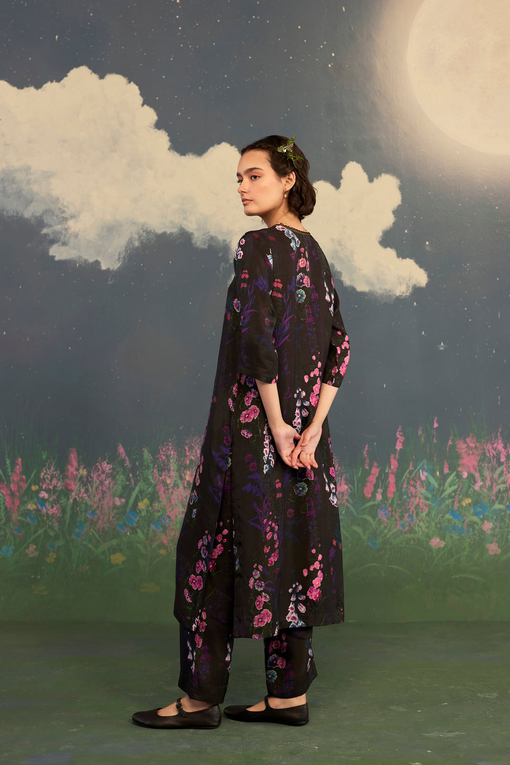 Foxglove Citrus Long Kurta Set Bamboo Silk