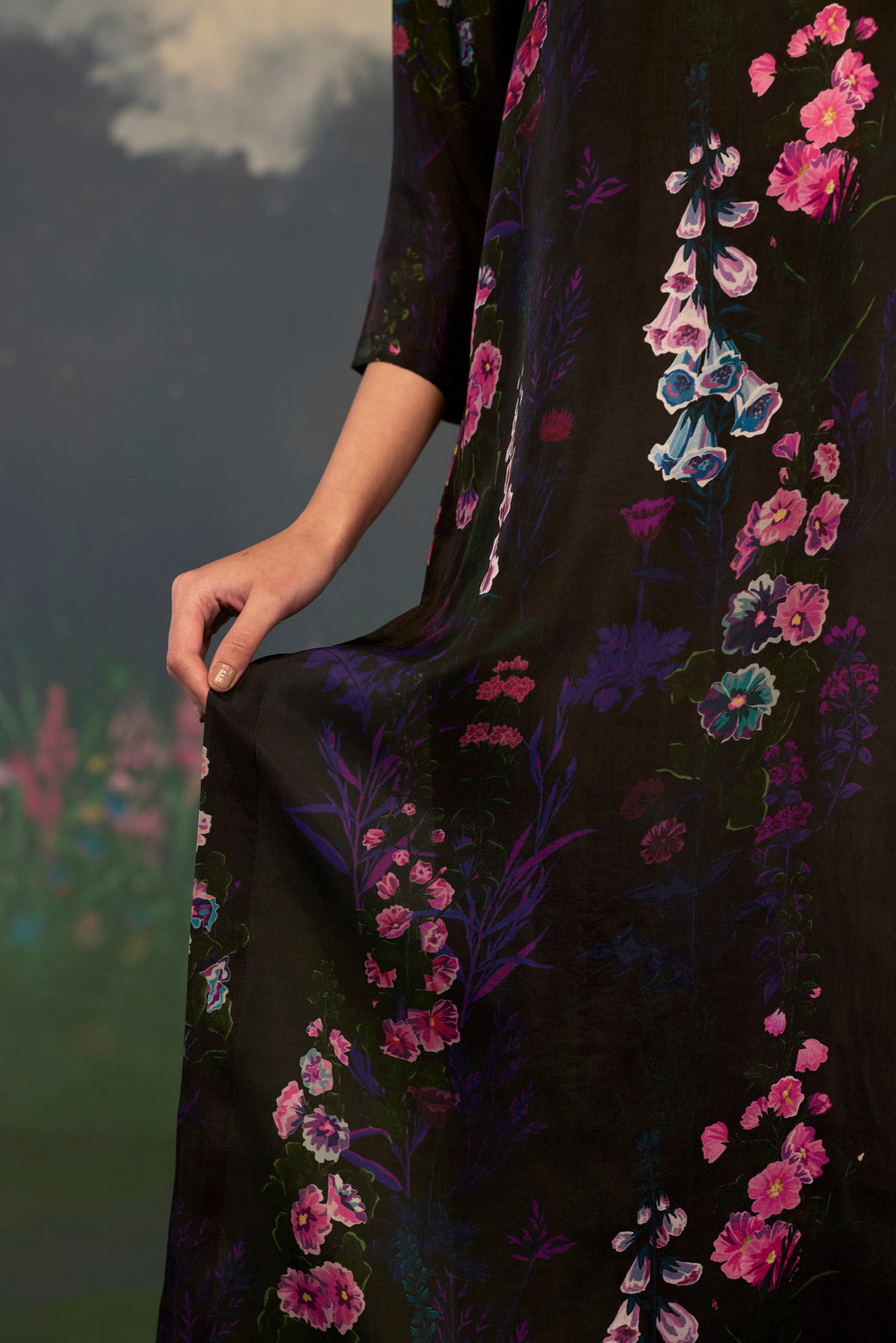 Foxglove Citrus Long Kurta Set Bamboo Silk