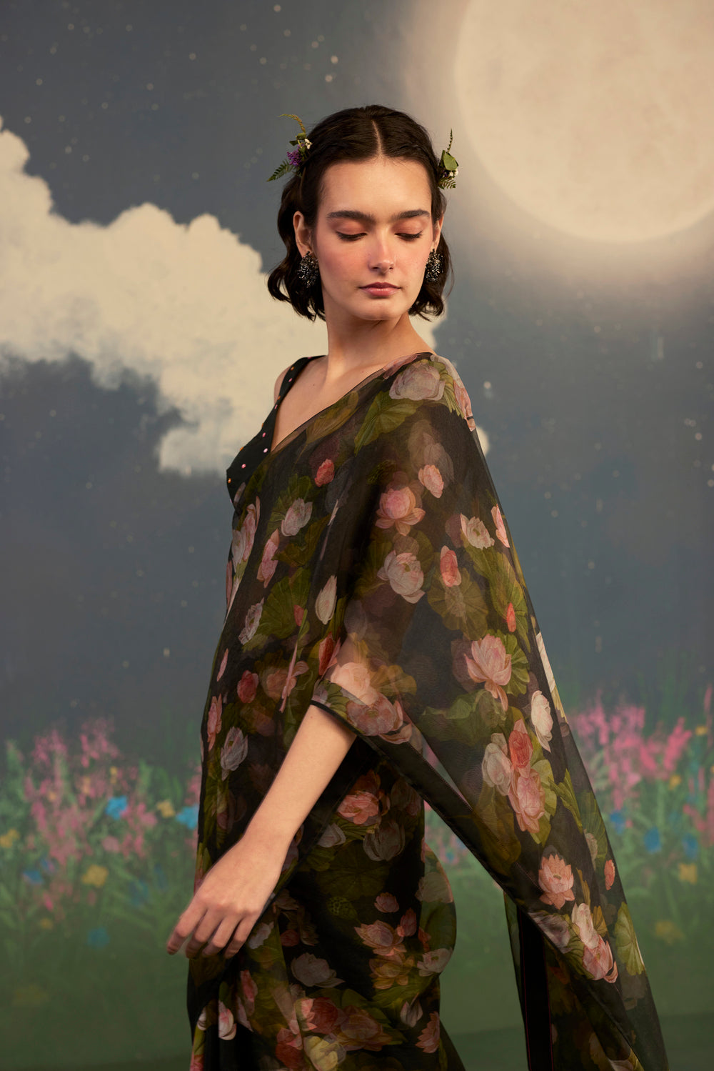 Lotus Mulberry Silk Sari