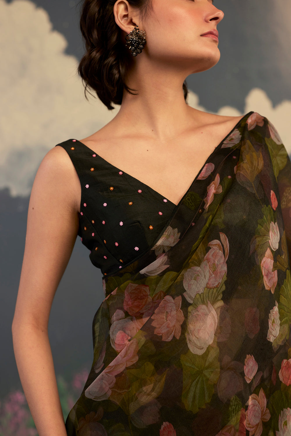 Lotus Mulberry Silk Sari