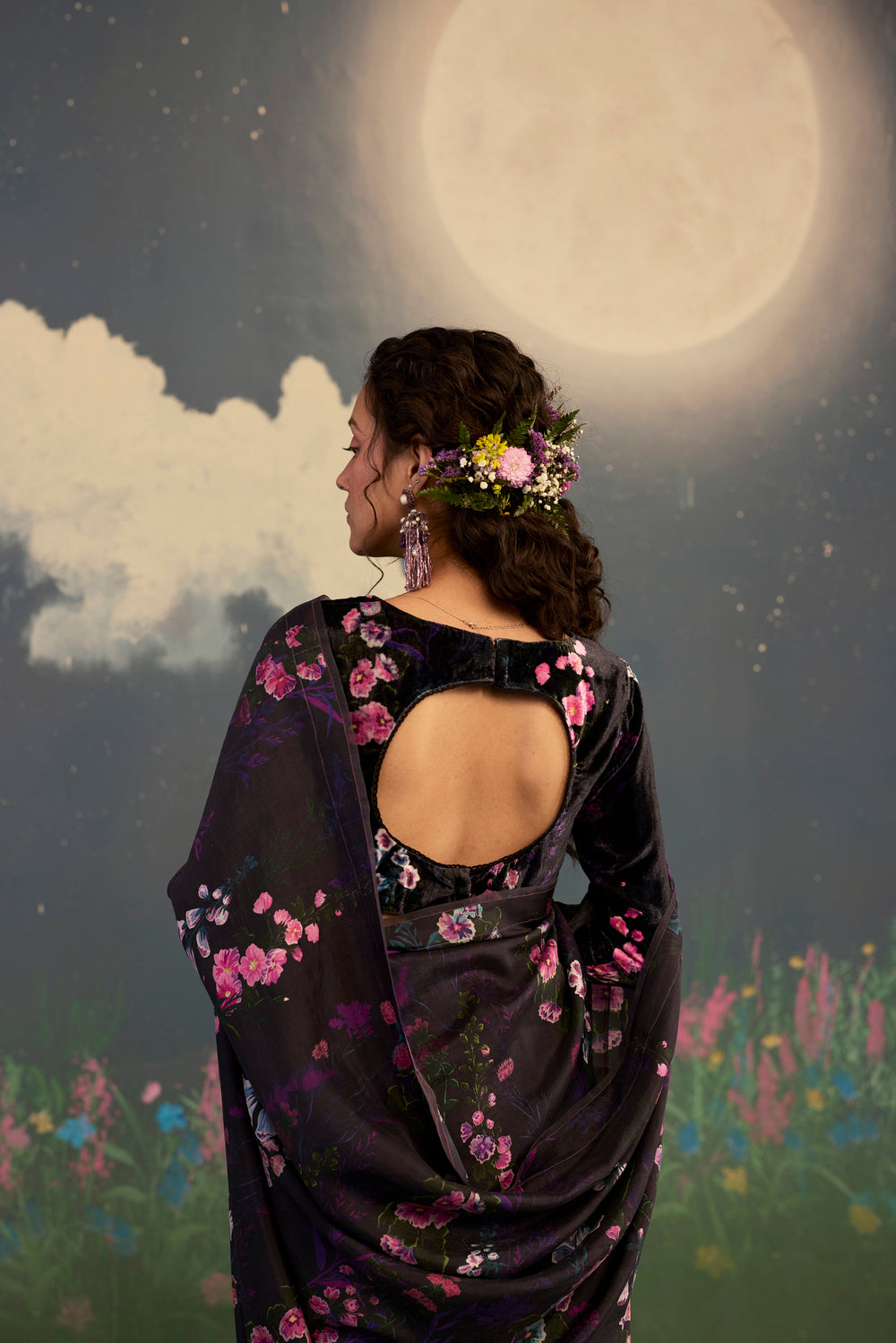 Foxglove Mulberry Silk Sari