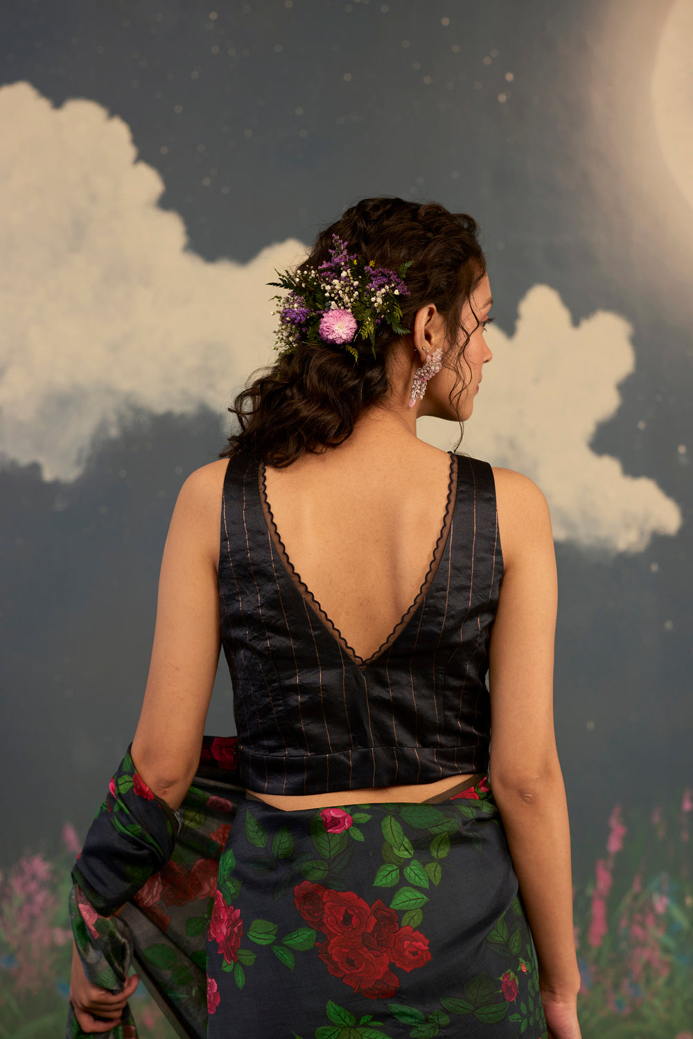 Night Blush V-neck Silk Blouse