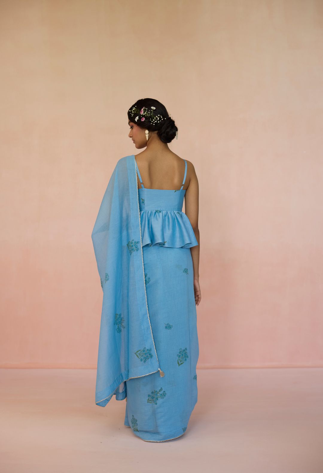 Neela Silk and Cotton Chanderi Sari