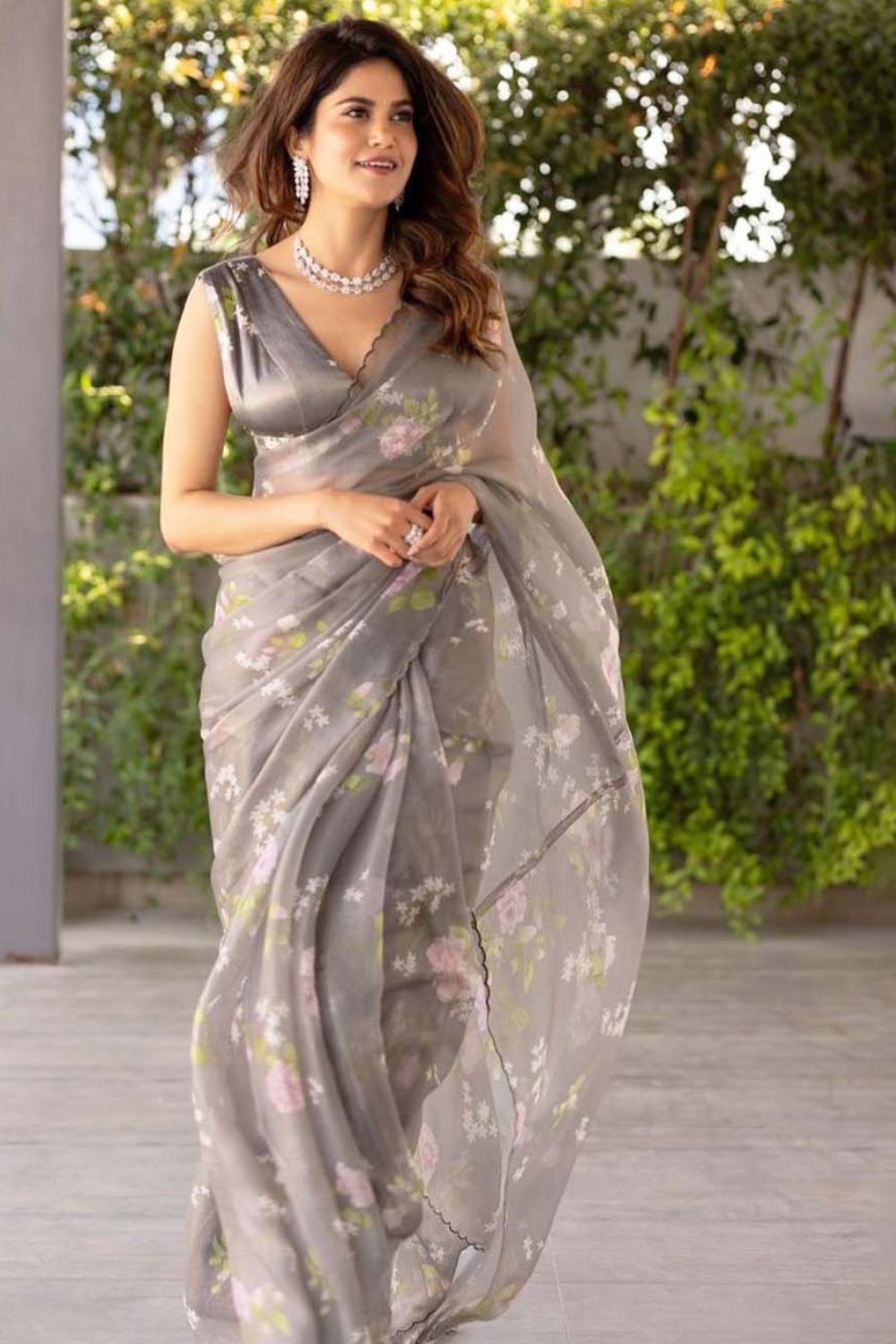 Hibiscus Kota Doria Silk Sari