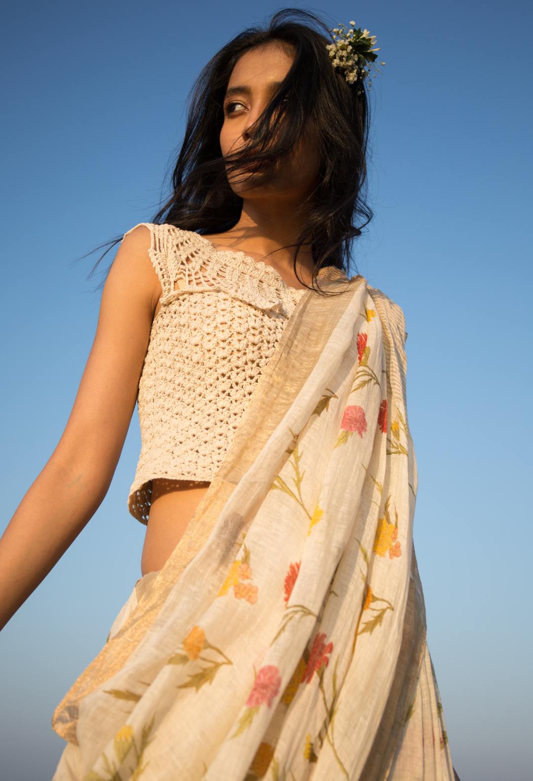 Marigold Linen Sari