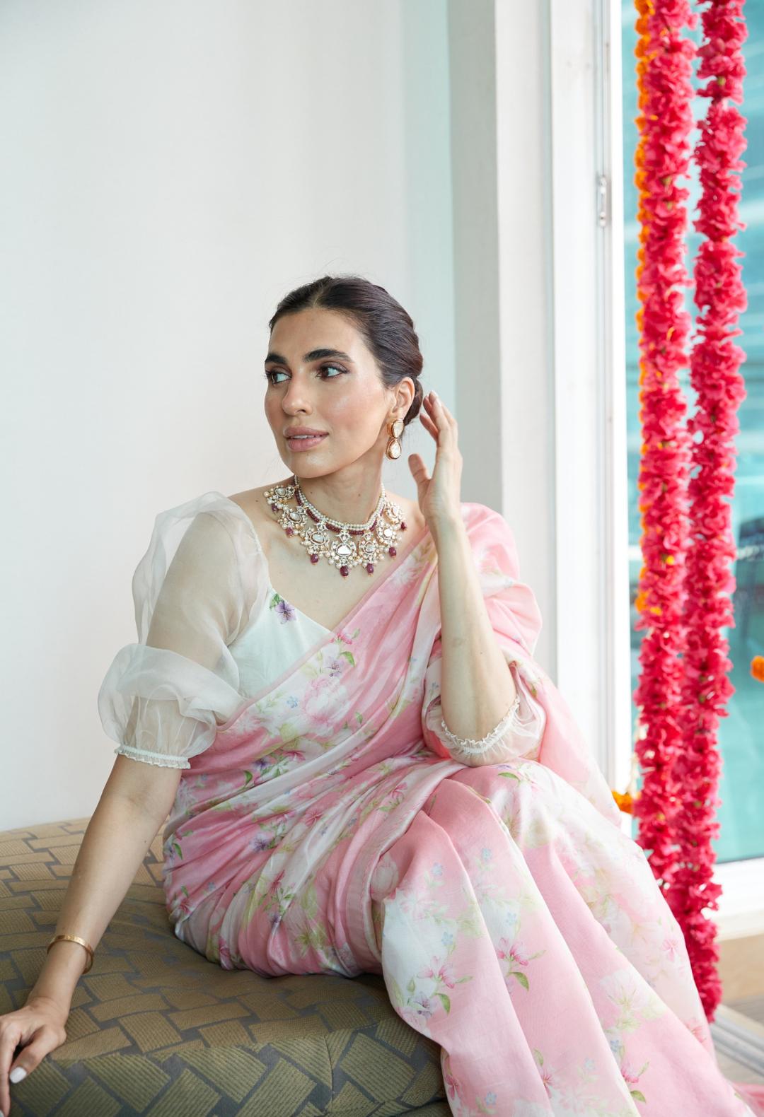 Prerna in Rose Garden Chanderi Sari