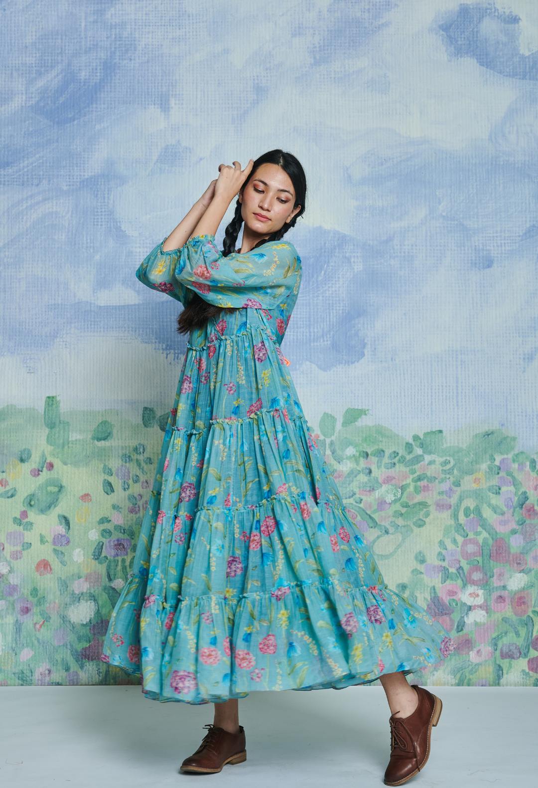 Blue Poppy Maxi Dress