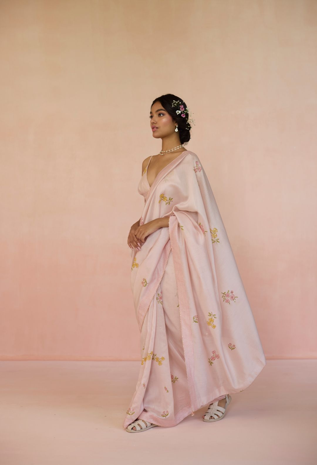 Gulabi Silk and Cotton Chanderi Sari