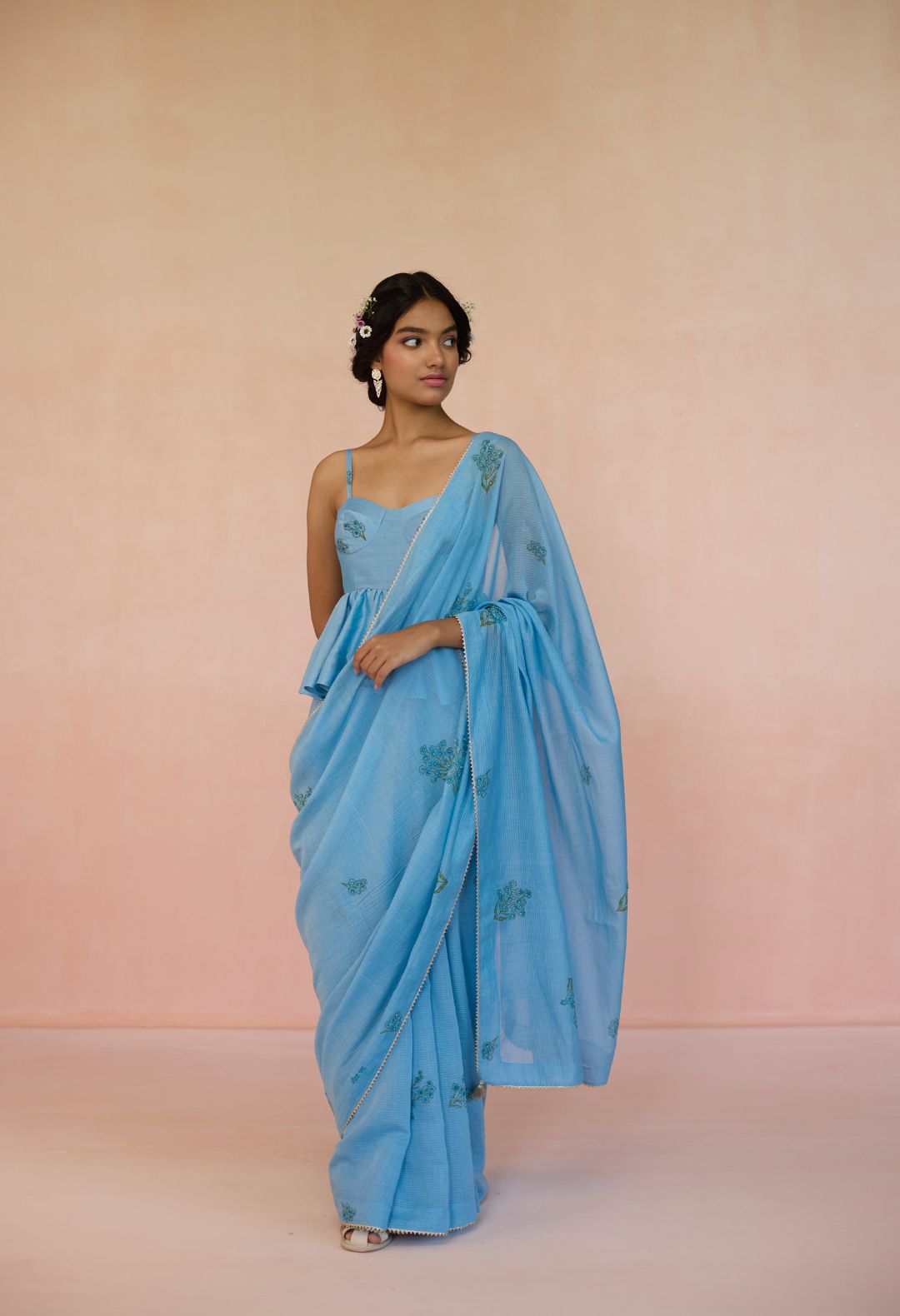 Neela Silk and Cotton Chanderi Sari